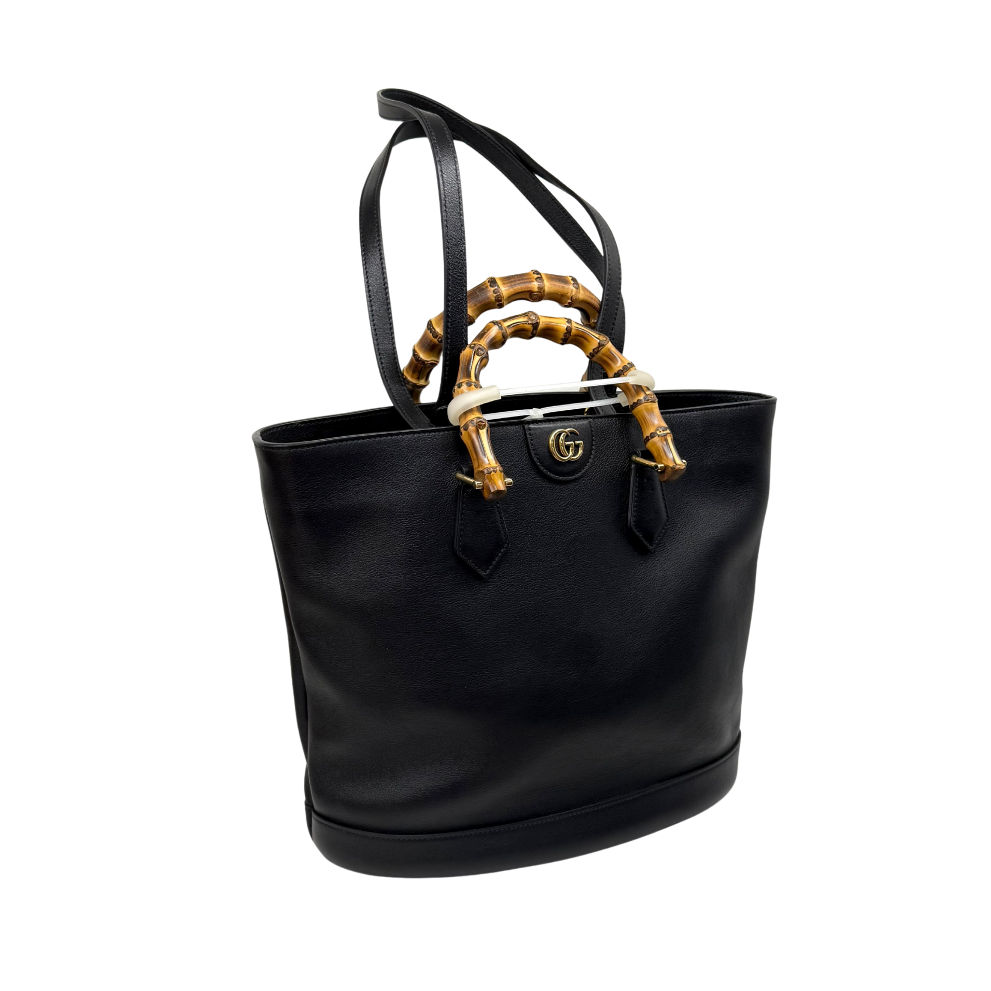 Gucci black bamboo-handle leather tote bag(pre-owned)