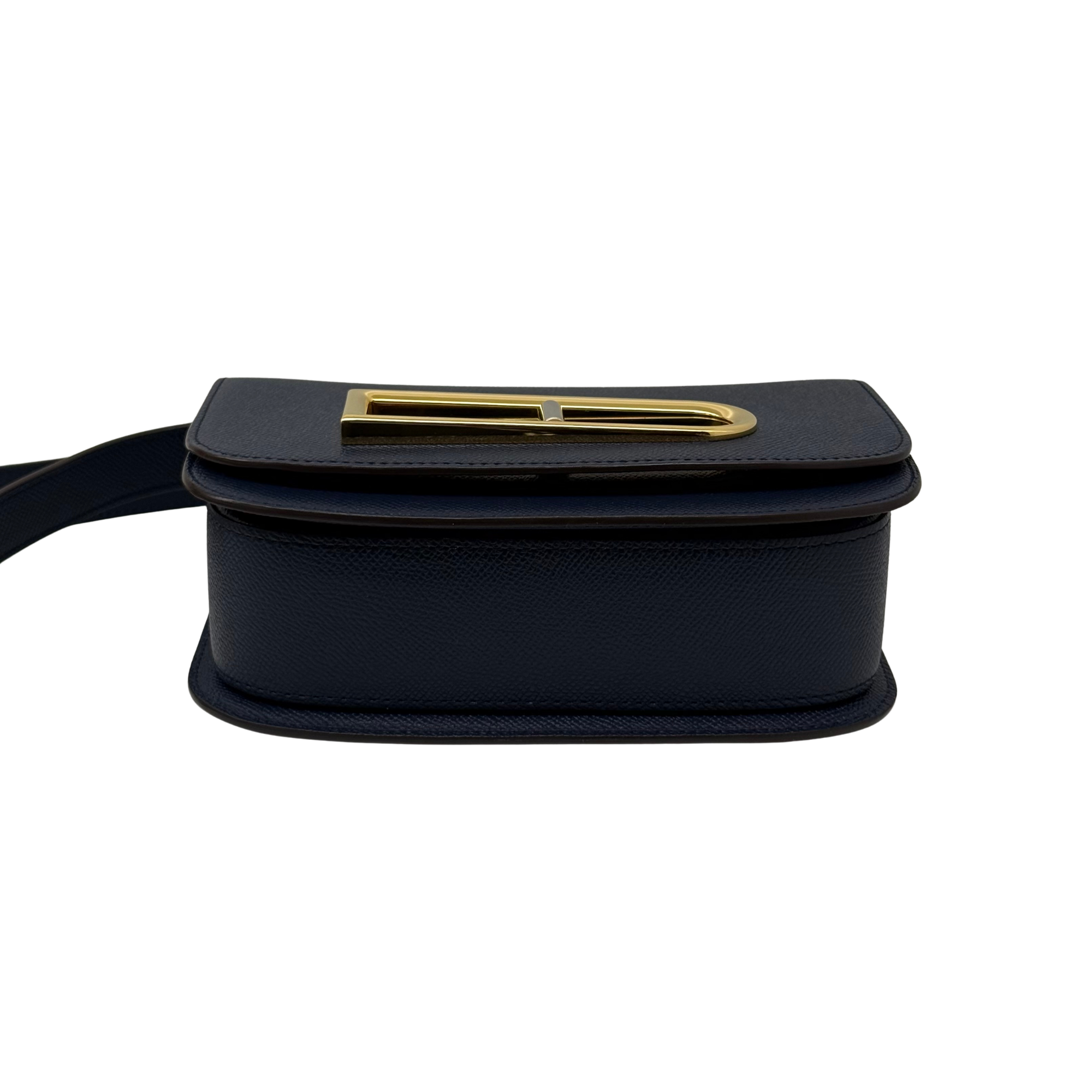Pre-owned Delvaux bag top view with rolled strap and gold-tone buckle