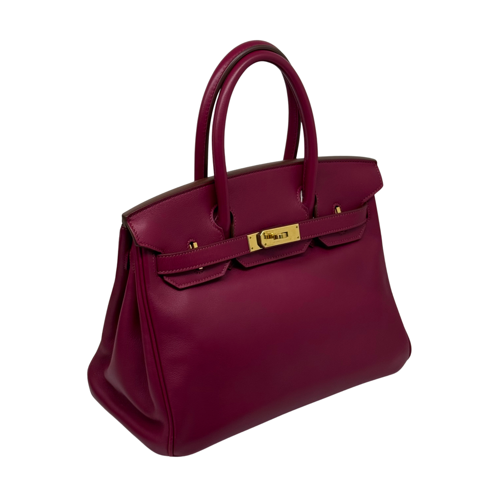 Hermès Birkin 30 magenta leather handbag with top handles and gold-tone lock