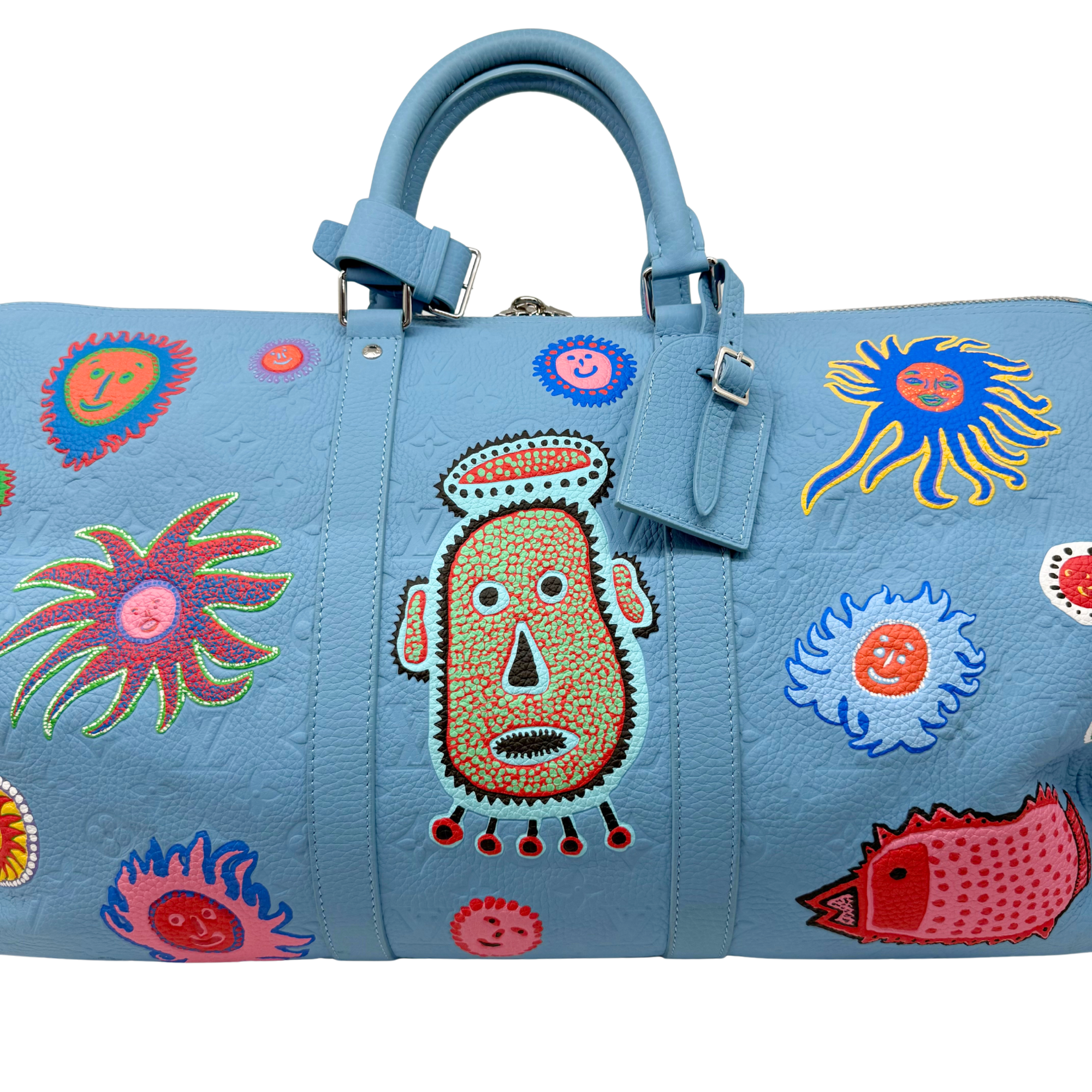 Louis Vuitton x Yayoi Kusama Keepall 50 light blue Taurillon leather (pre-owned)
