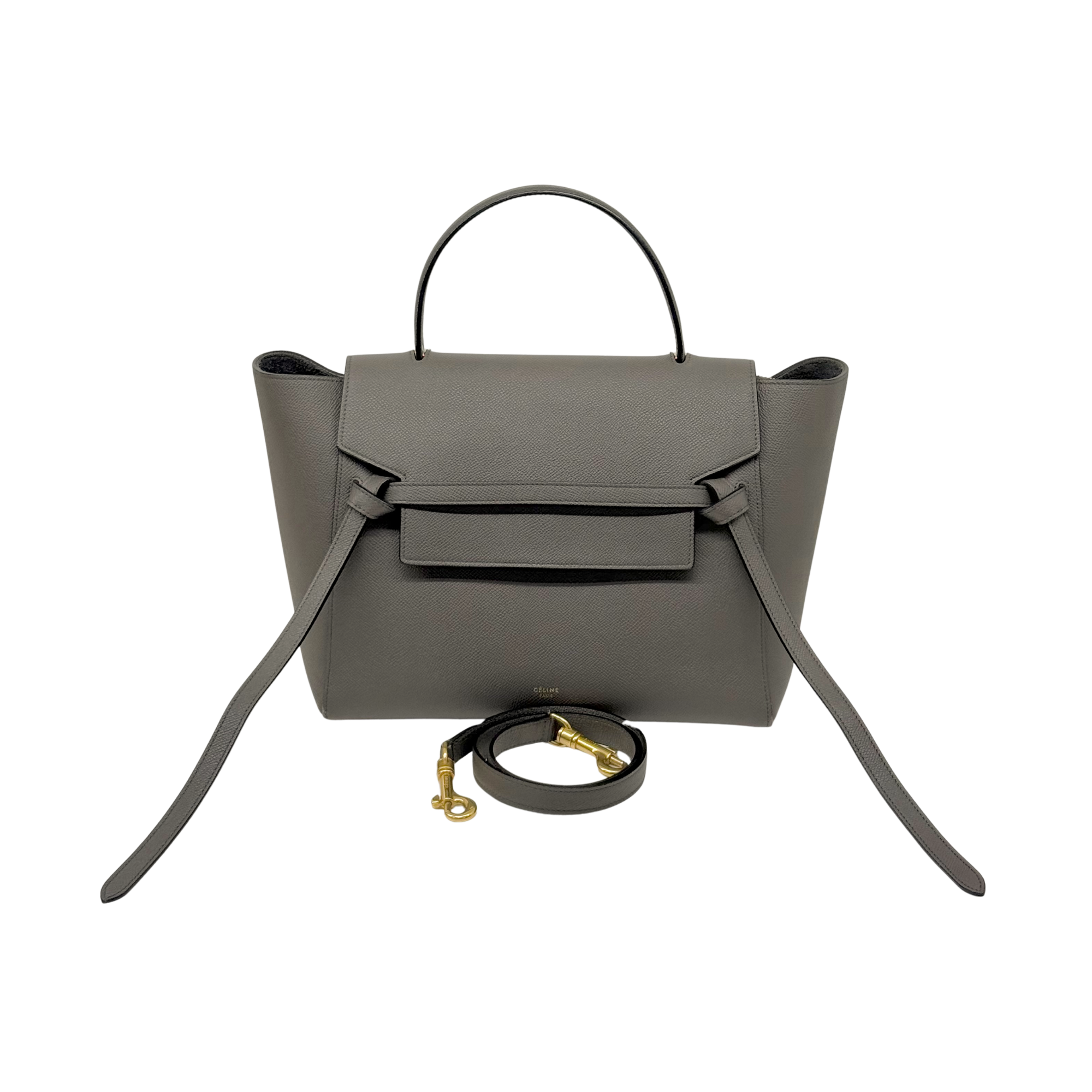 Celine Grey Leather Mini Belt Top Handle Bag (pre-owned)