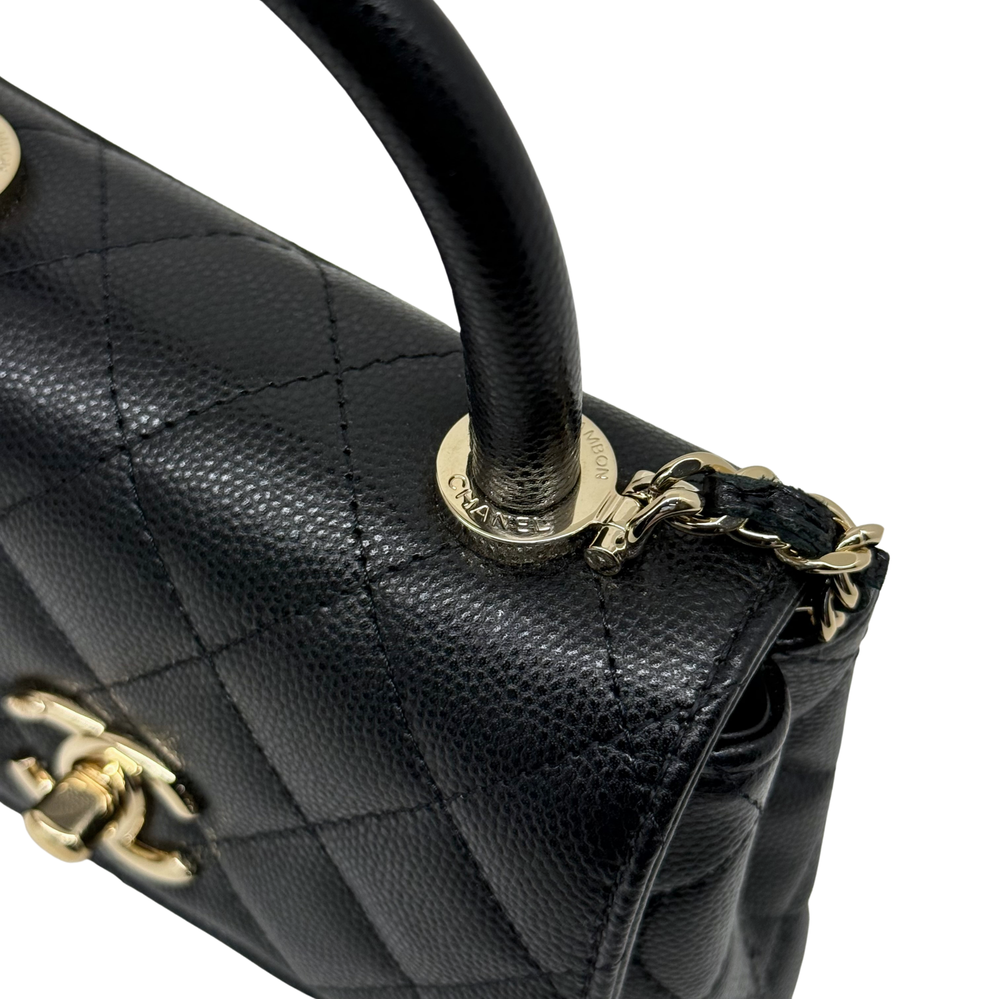 Chanel top handle black caviar