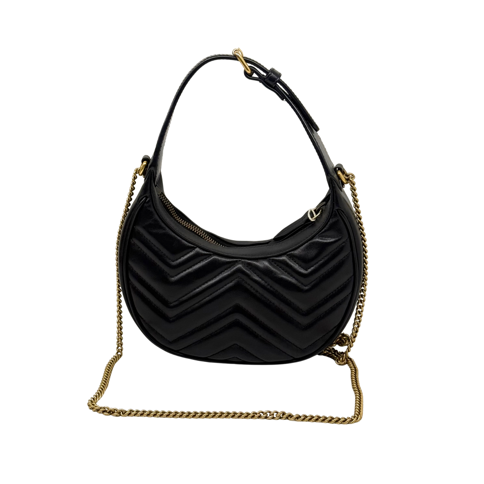 Gucci GG Marmont Small Black Matelassé Leather Hobo (pre-owned)