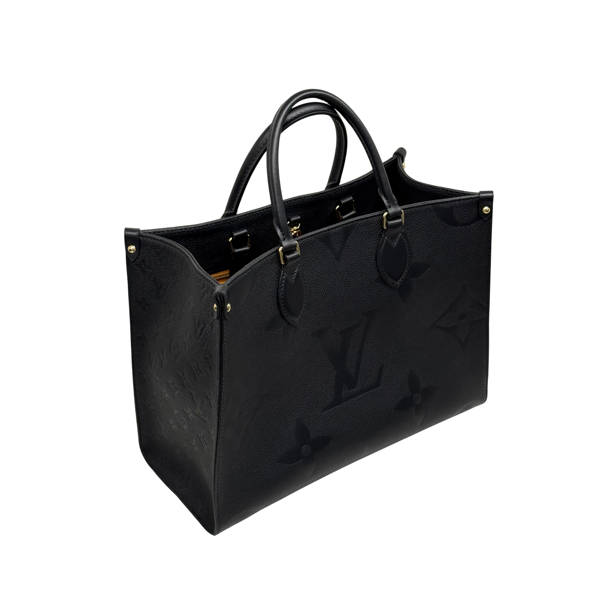 Pre-owned Louis Vuitton black monogram tote bag with double top handles and gold hardware