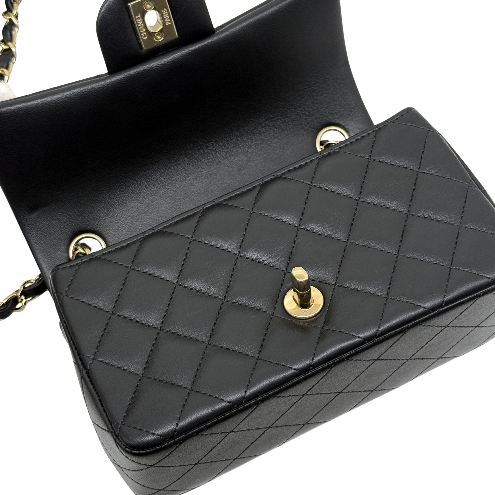 Chanel black bag soft leather gold hardware