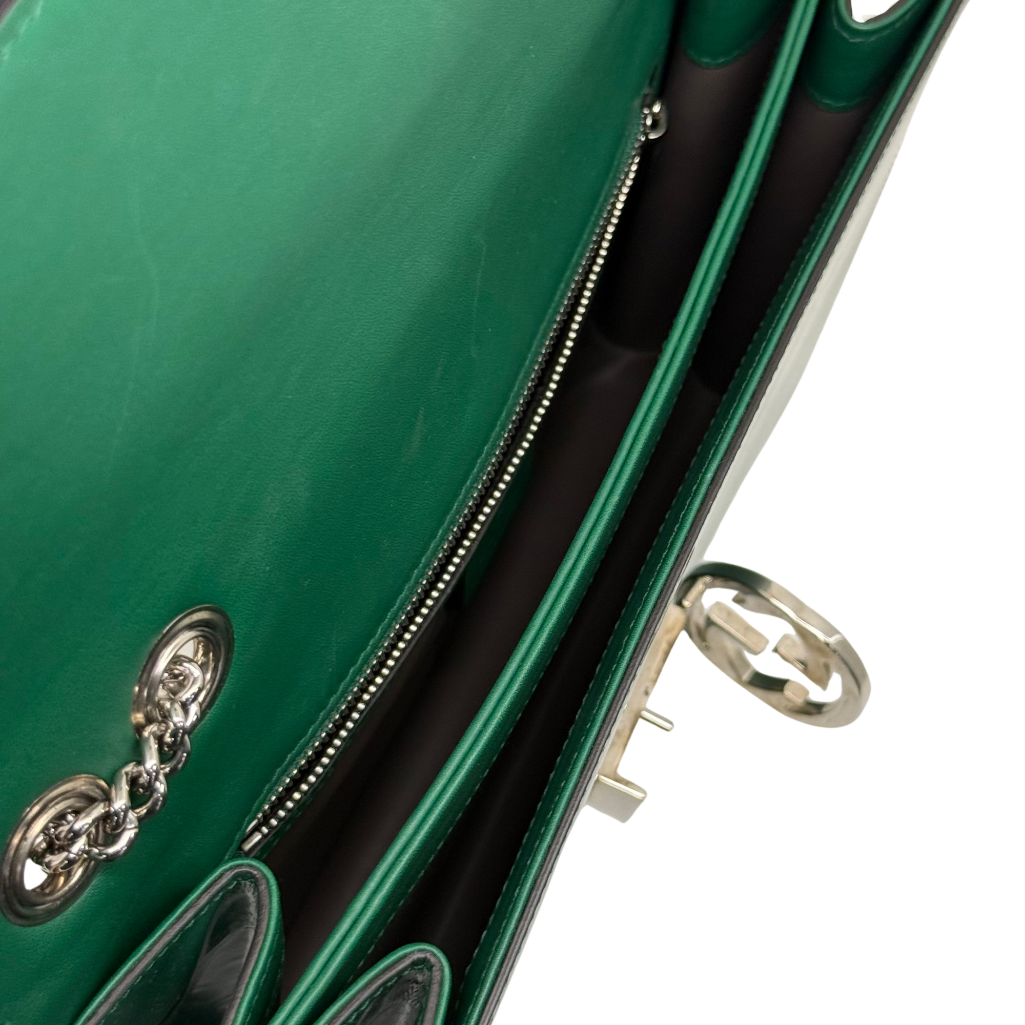 Gucci Green Patent Interlocking G medium crossbody bag (pre-owned)