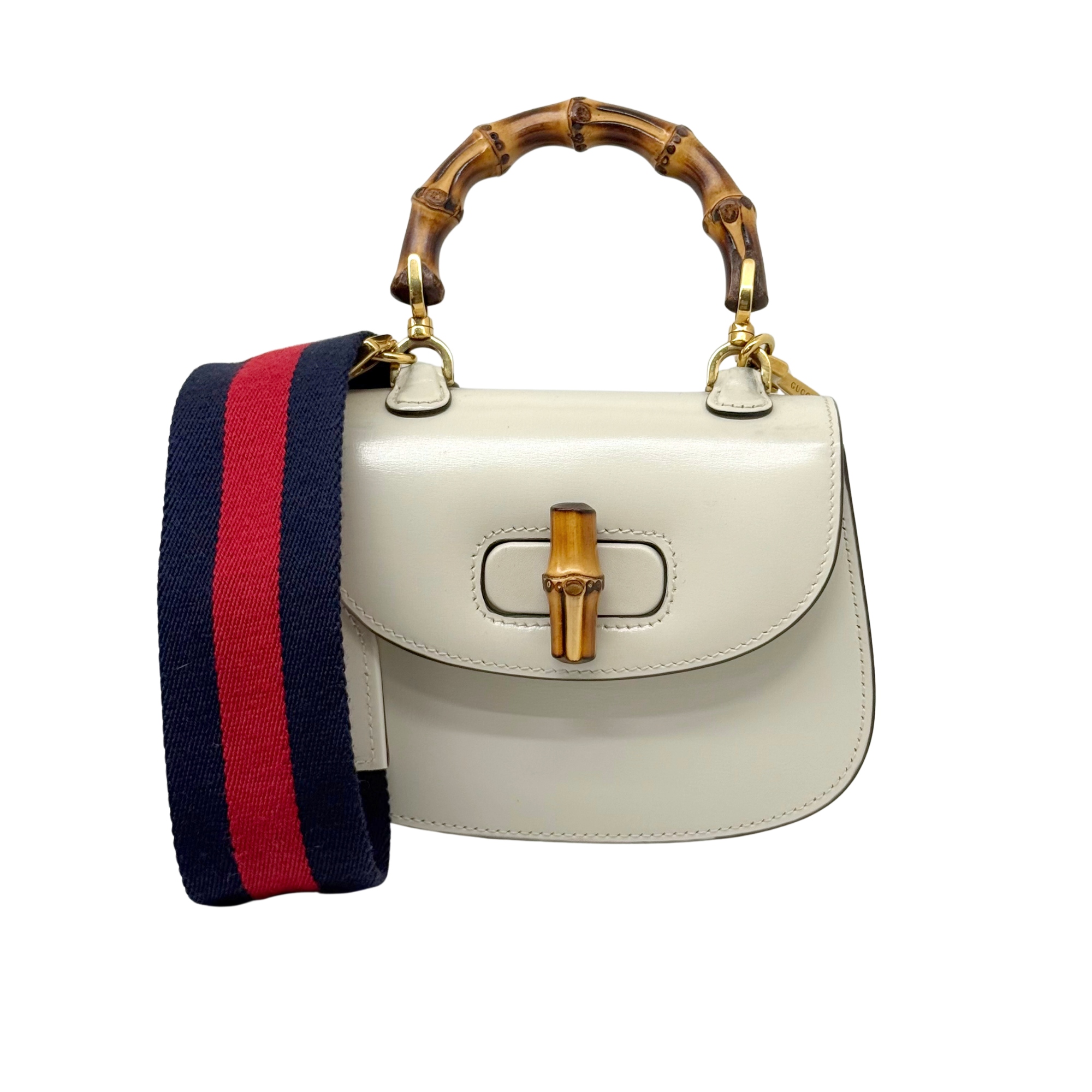 Gucci 1947 Mini White Patent Leather Top Handle Bag (pre-owned)