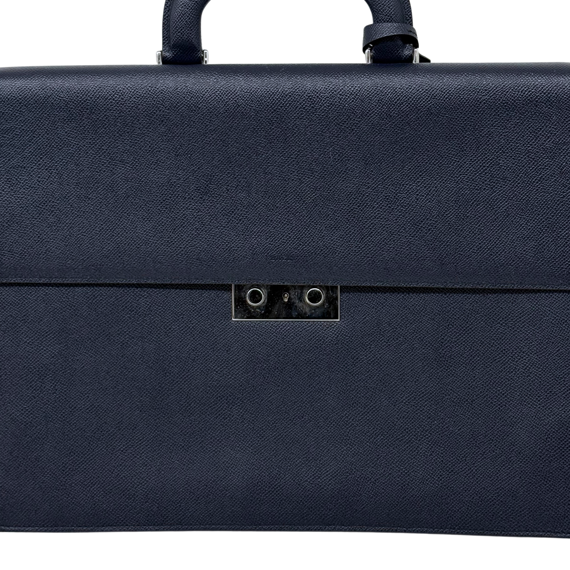 Bally Navado Leather Briefcase Navy Blue (pre-owned)