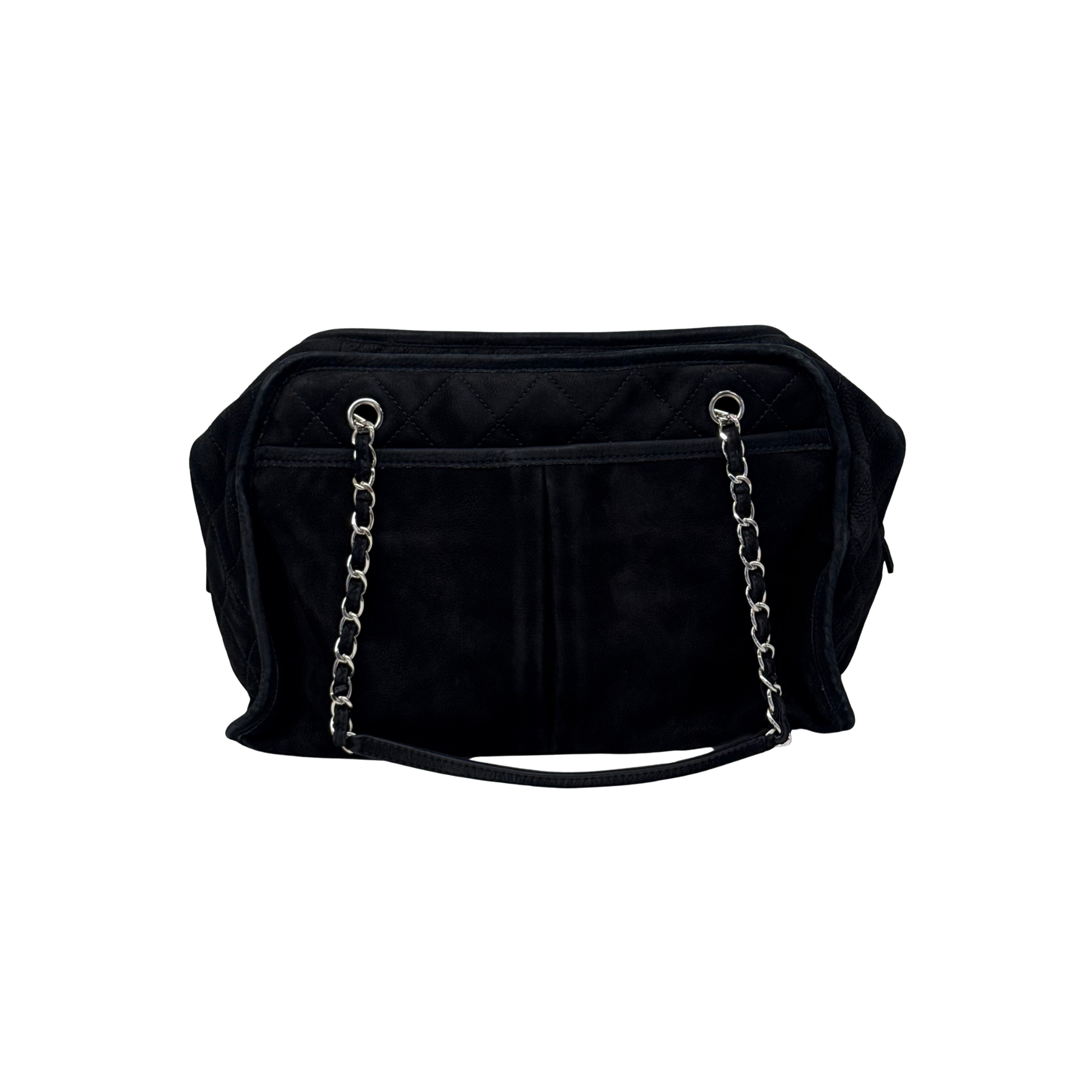 Chanel 2011 Black Nubuck Leather Large CC Shoulder Bag (pre-owned)