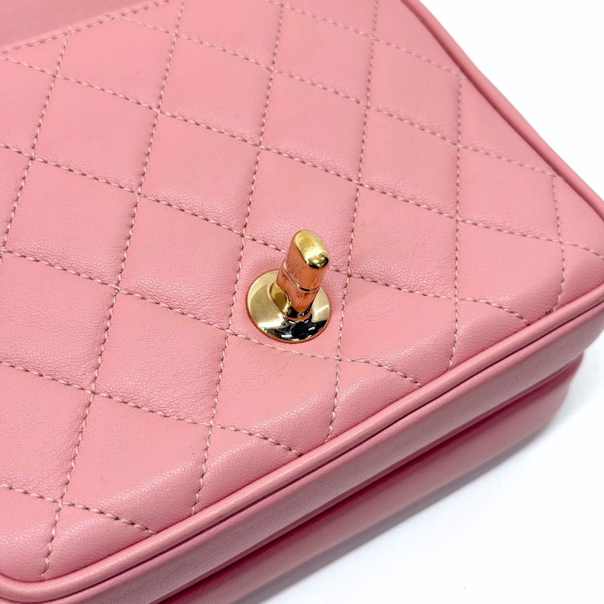 Chanel salmon pink top handle bag