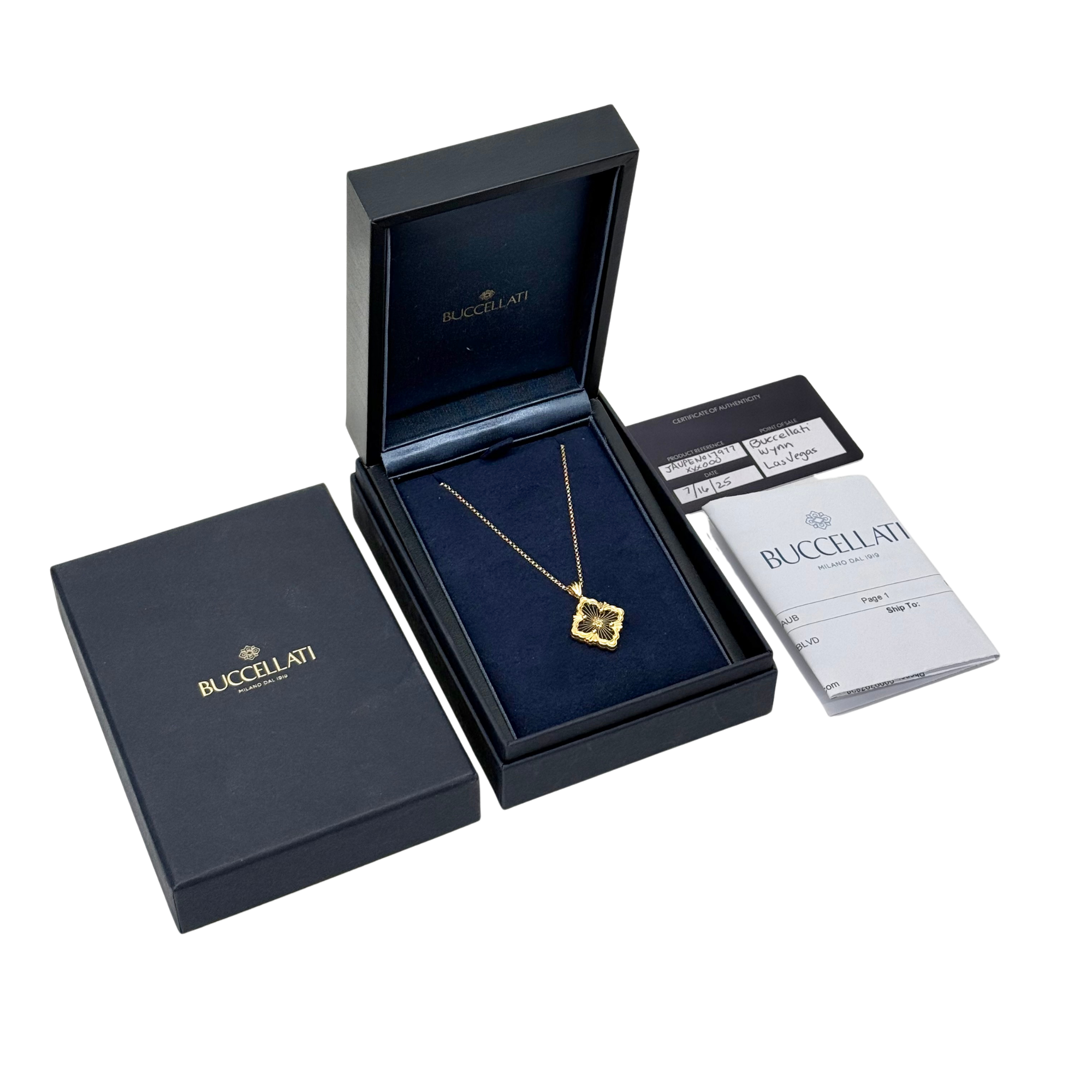 Buccellati Opera Tulle Pendant In Yellow Gold With Blue Enamel (pre-owned)