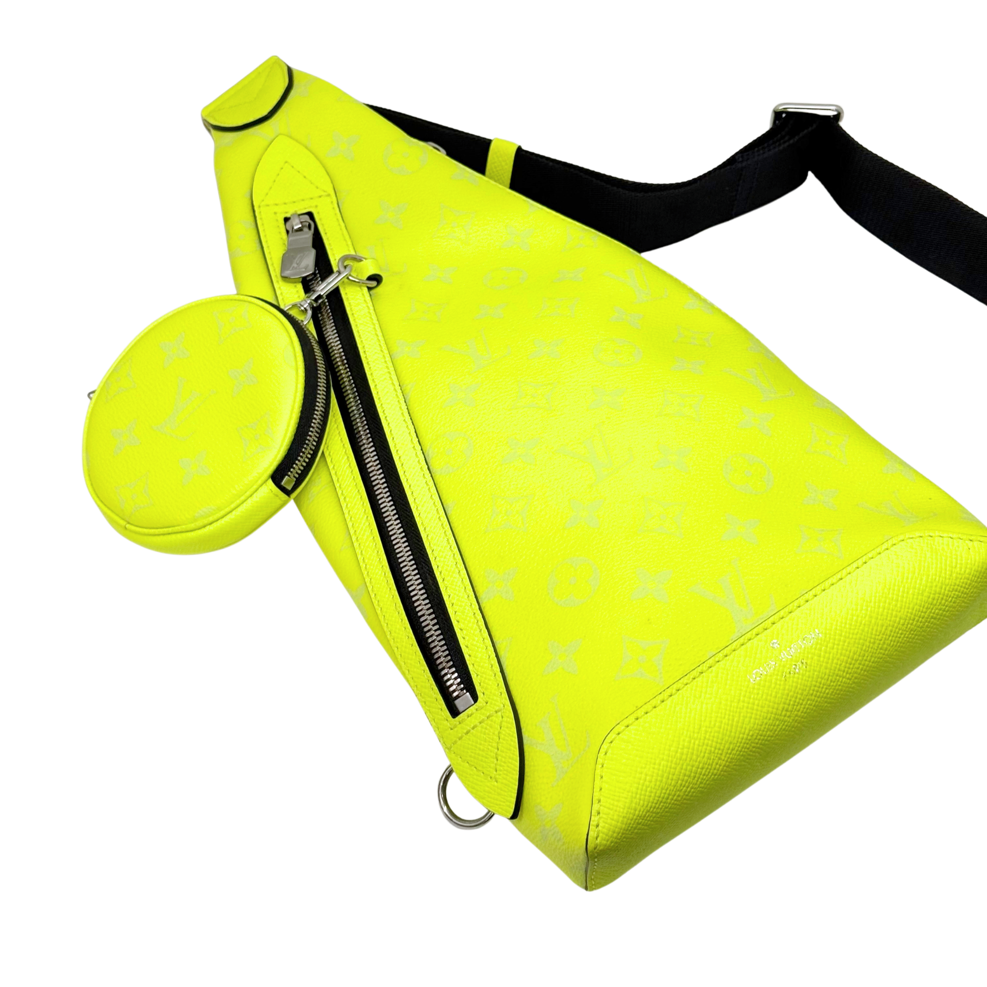 Louis Vuitton Duo Sling Bag Monogram Taigarama crossbody bag neon yellow (pre-owned)