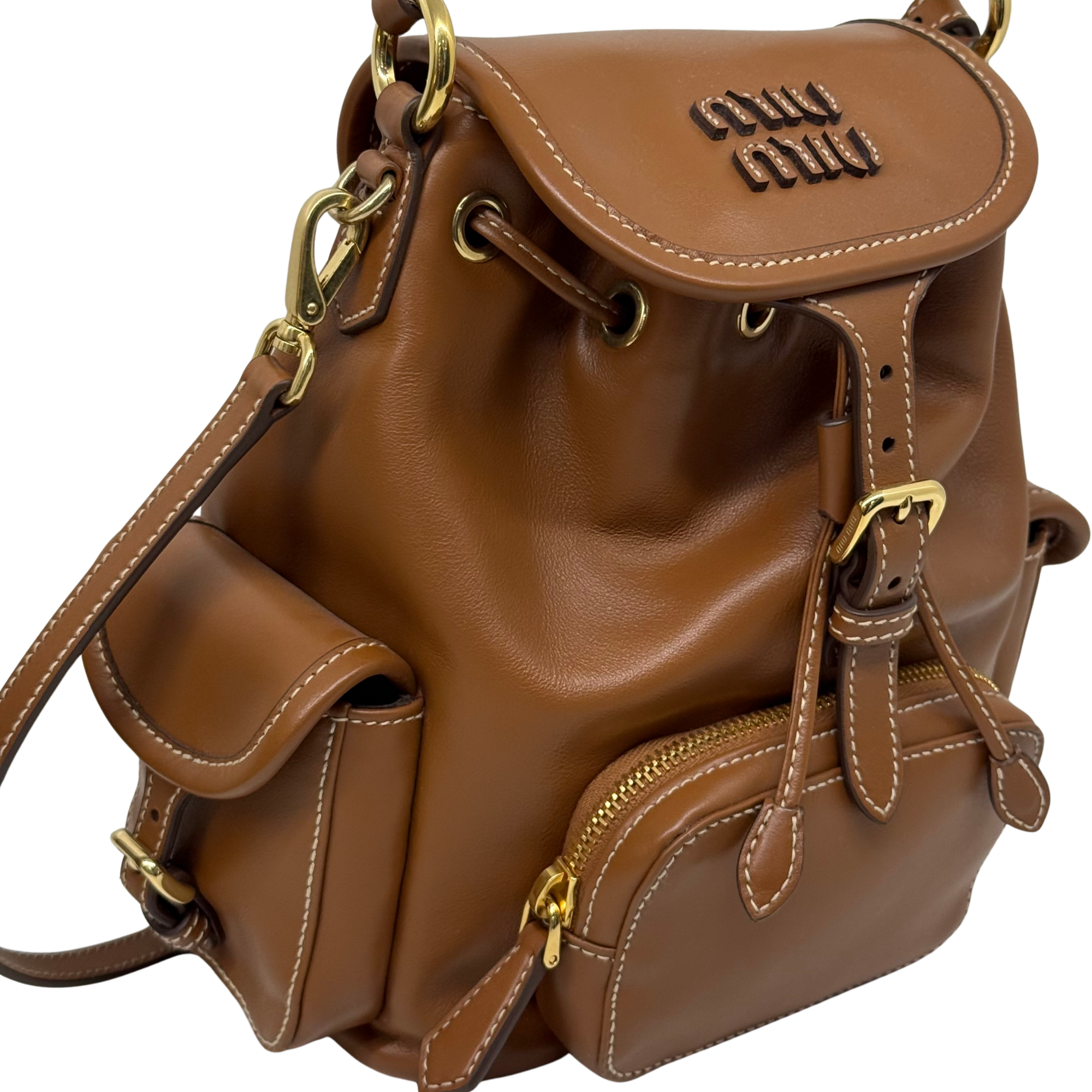 Miu Miu Leather Brown backpack (pre-owned)