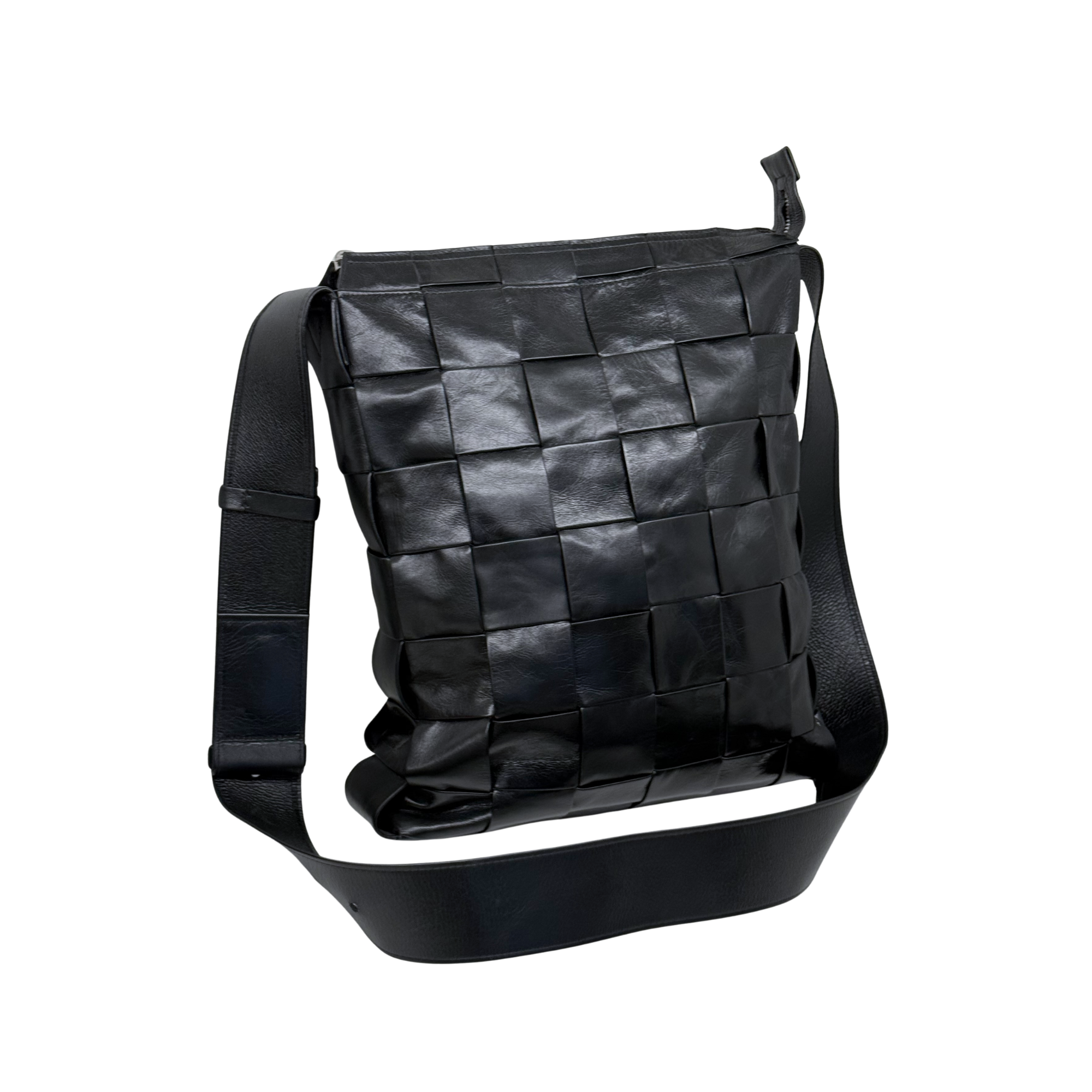 Bottega Veneta Black Intreccio Leather Cassette Messenger Bag (brand new)