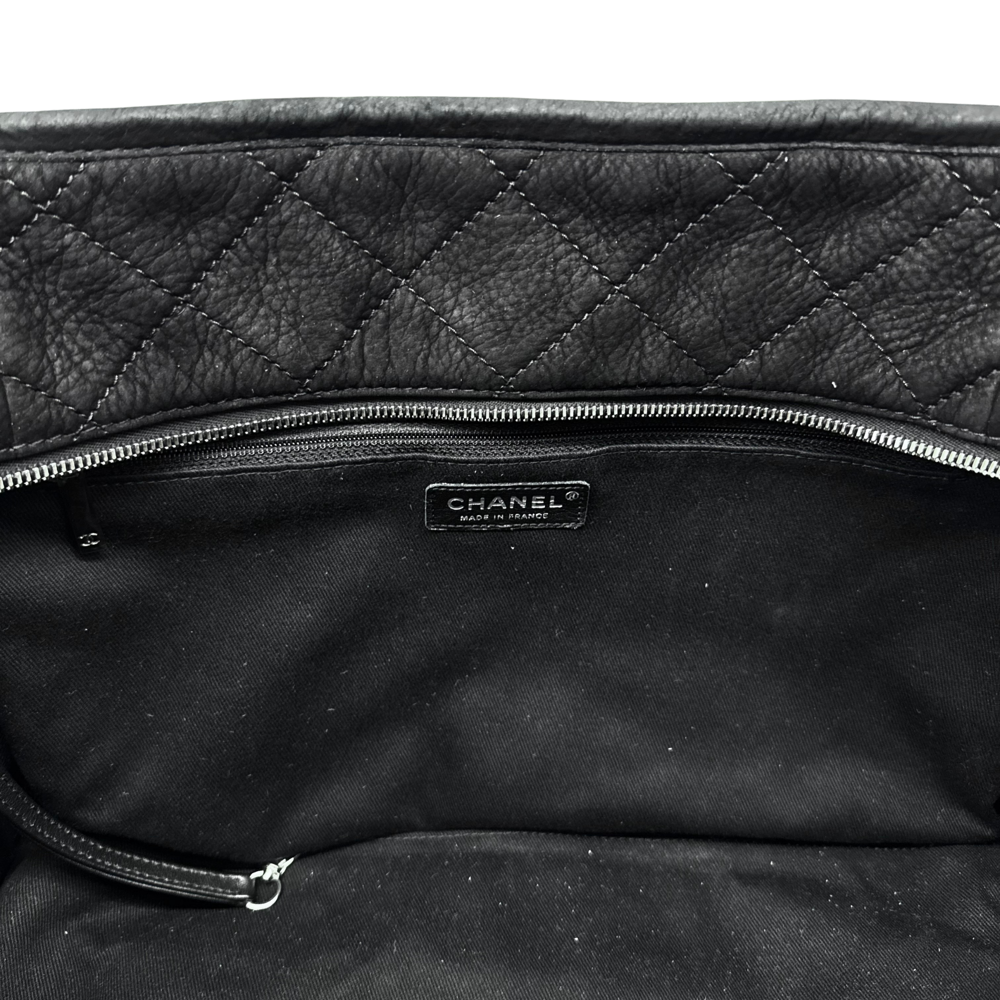 Chanel 2011 Black Nubuck Leather Large CC Shoulder Bag (pre-owned)