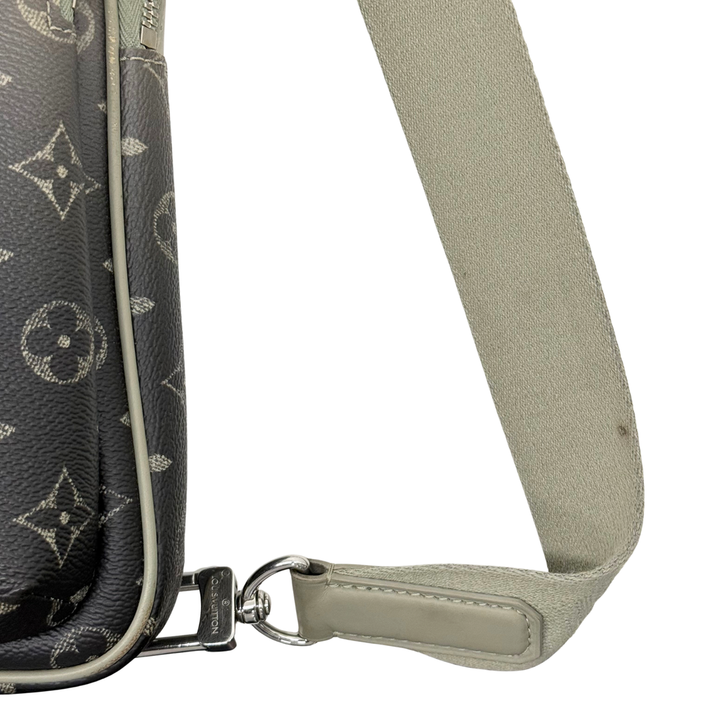 Louis Vuitton crossbody bag strap with silver ring hardware and zipper edge