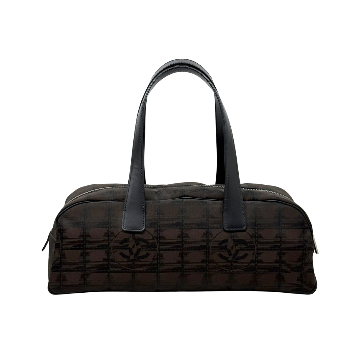 Chanel Travel Line Black Printed Nylon Bowler (pre-owned)