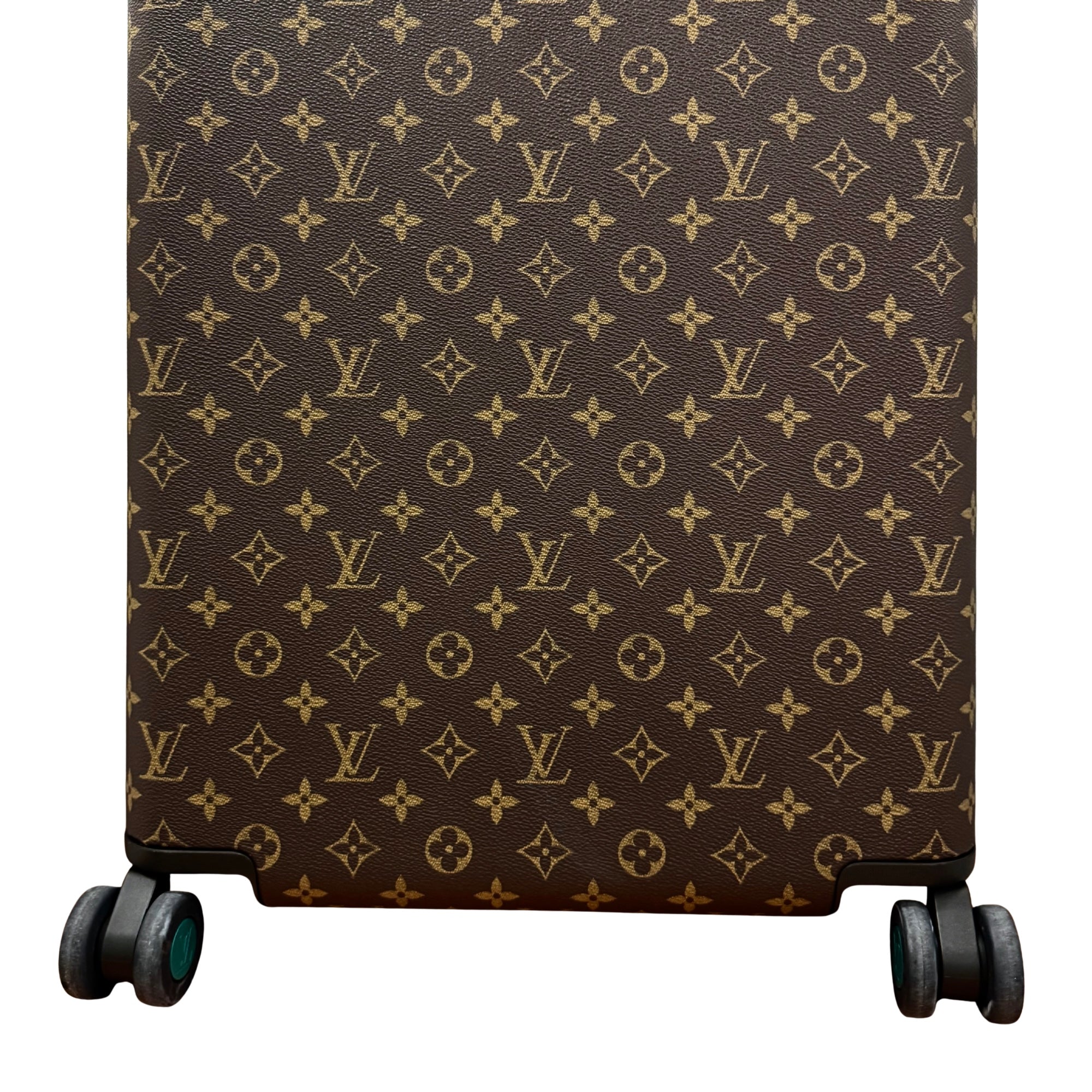 Pre-owned Louis Vuitton trunk suitcase back panel with brown monogram canvas and four rolling wheels