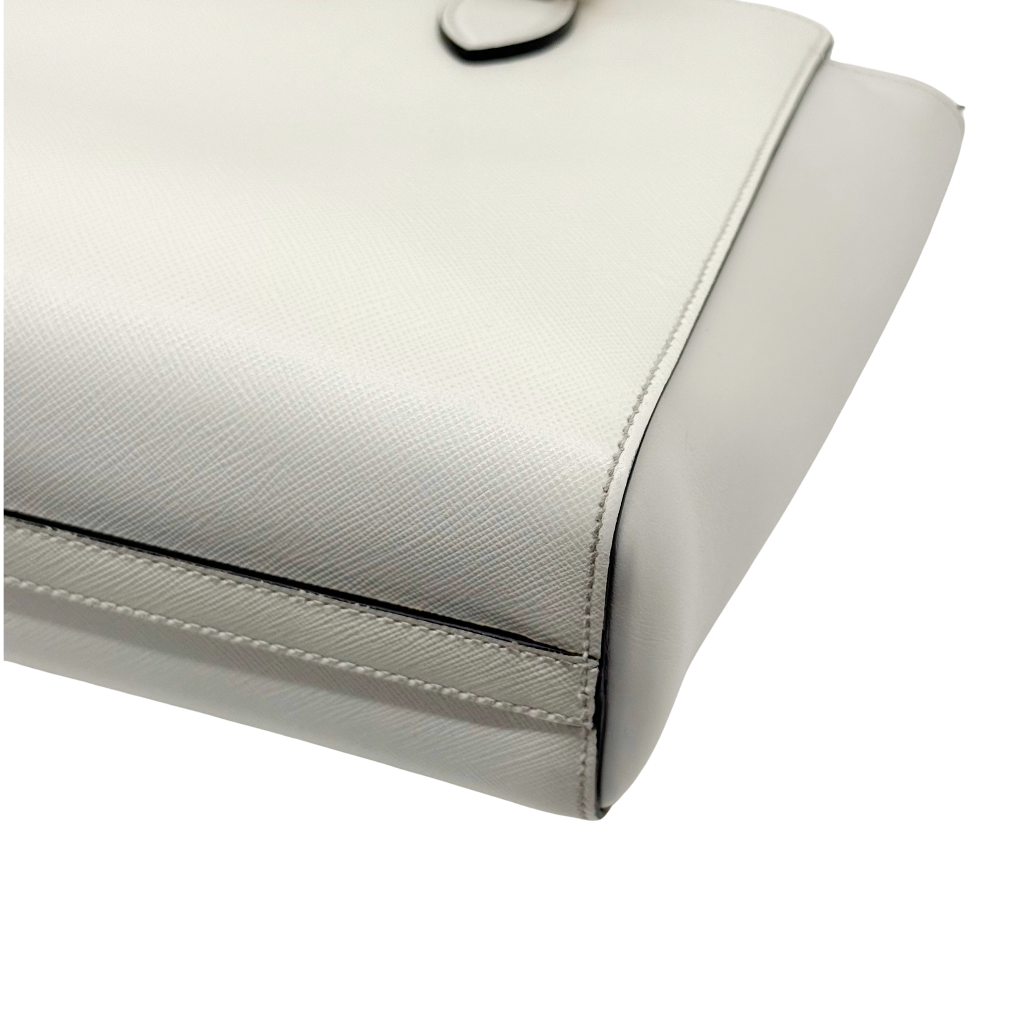 Prada White Saffiano and Soft Leather Borsa a Mano Tote (pre-owned)