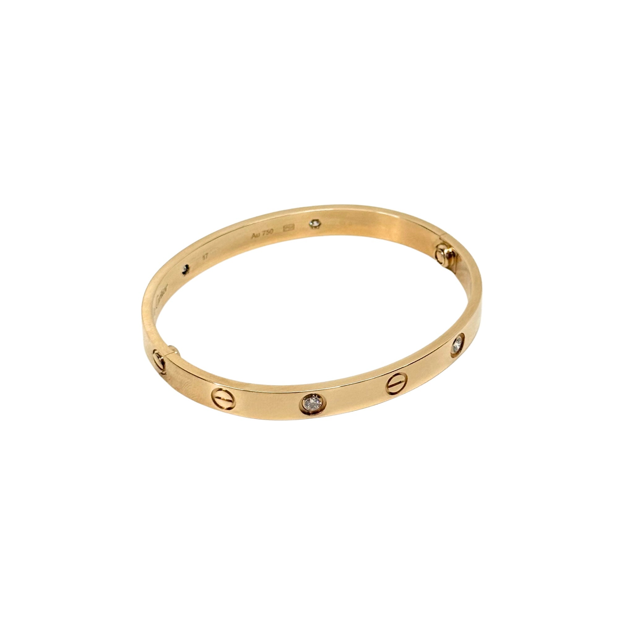 Cartier Love Bracelet, Classic Model, Brushed, 4 Diamonds (pre-owned)
