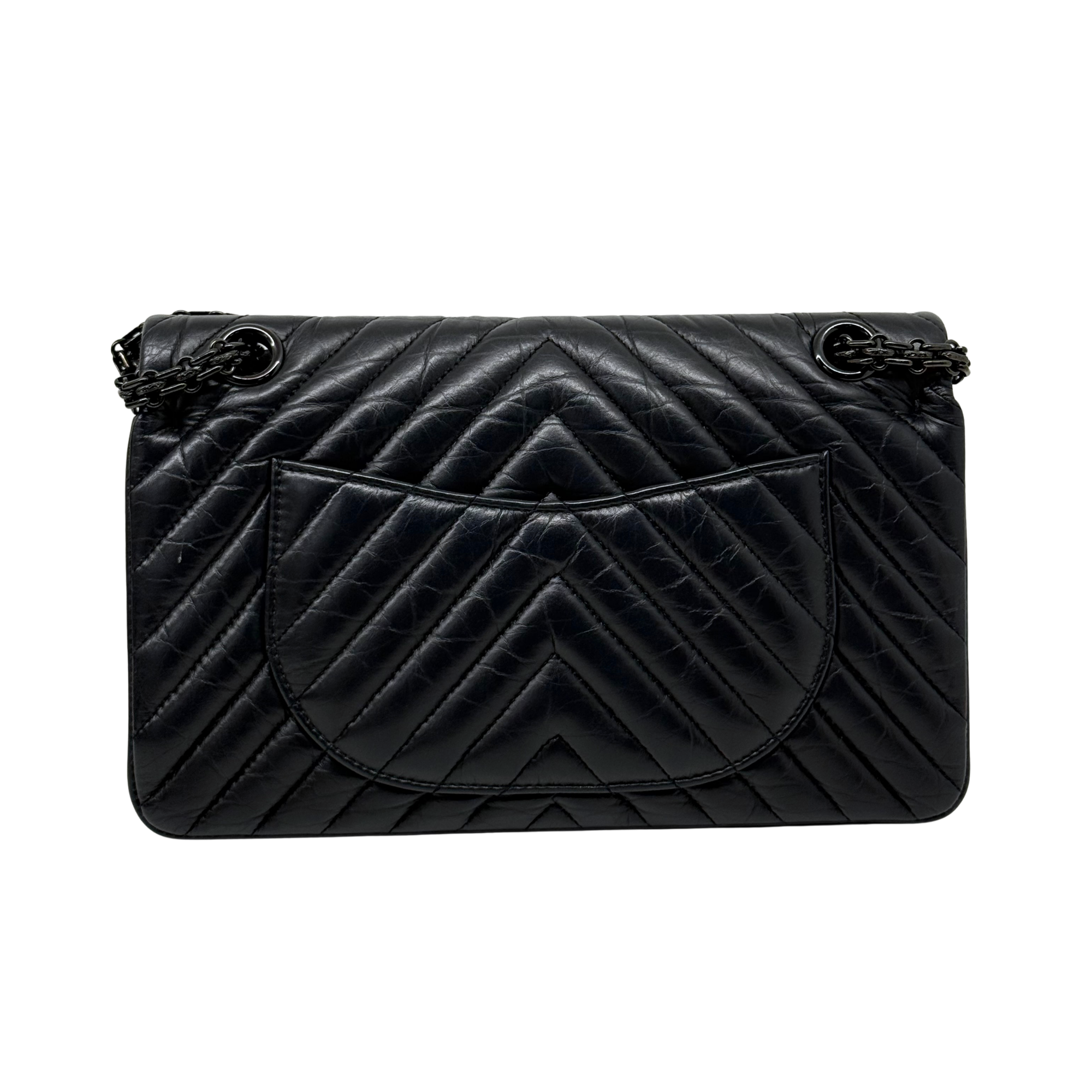 Chanel black bag black hardware triangle