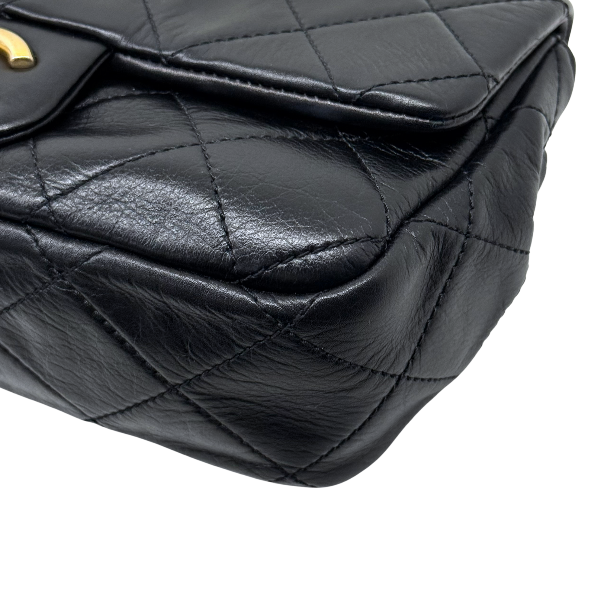 Chanel black bag with pearl strap