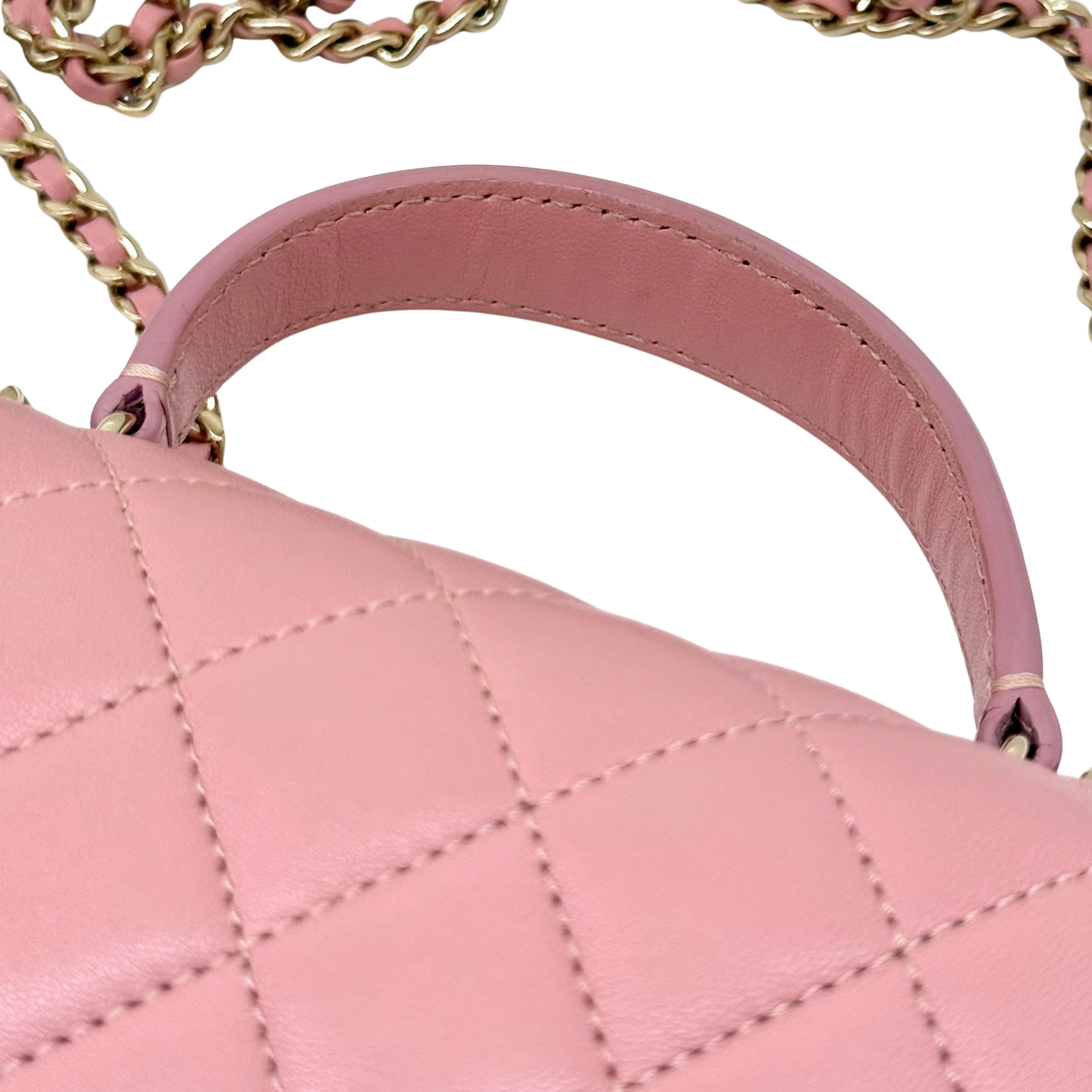 Chanel salmon pink top handle bag