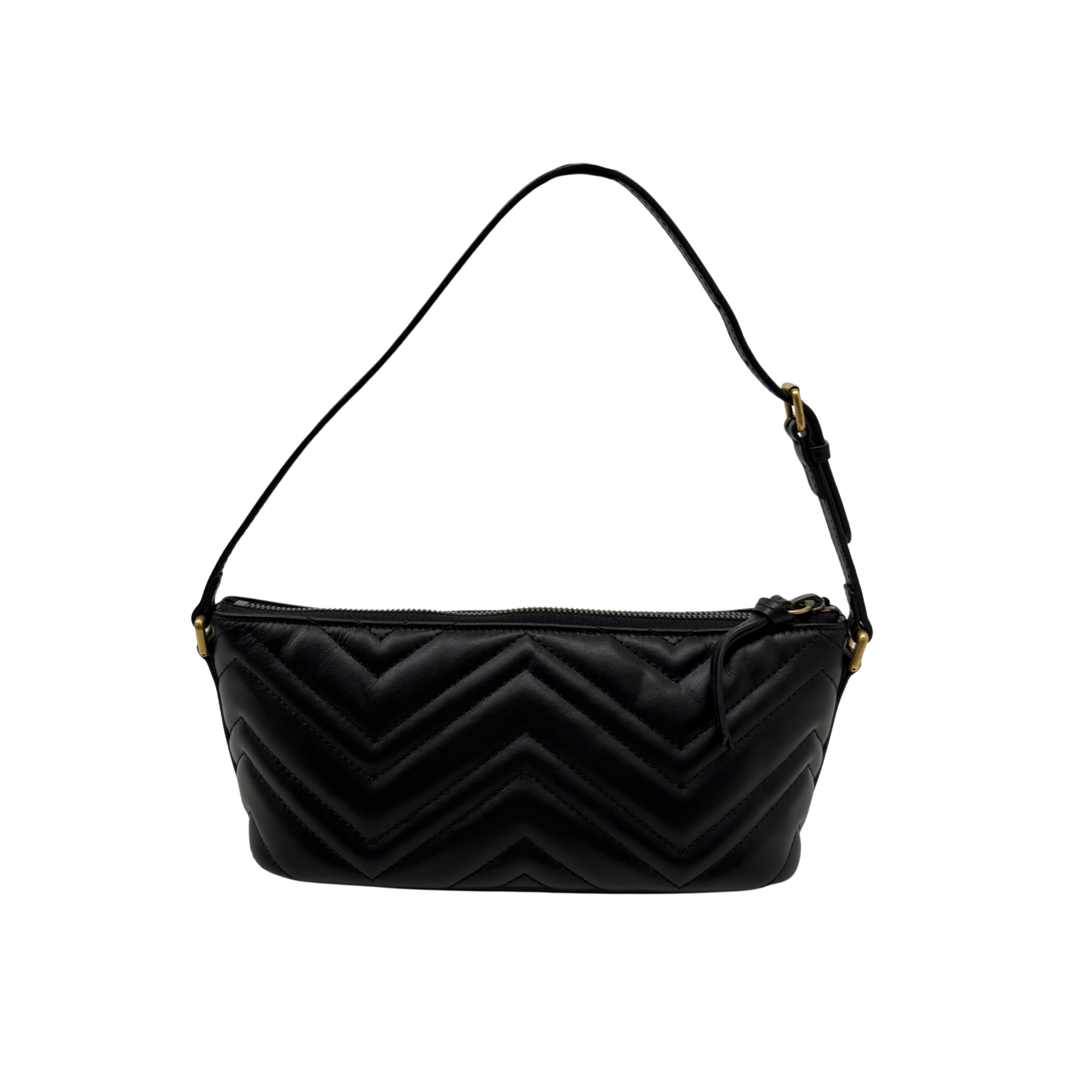 Gucci Calfskin Matelasse Chevron GG Marmont Sling Shoulder Bag Black (brand new)