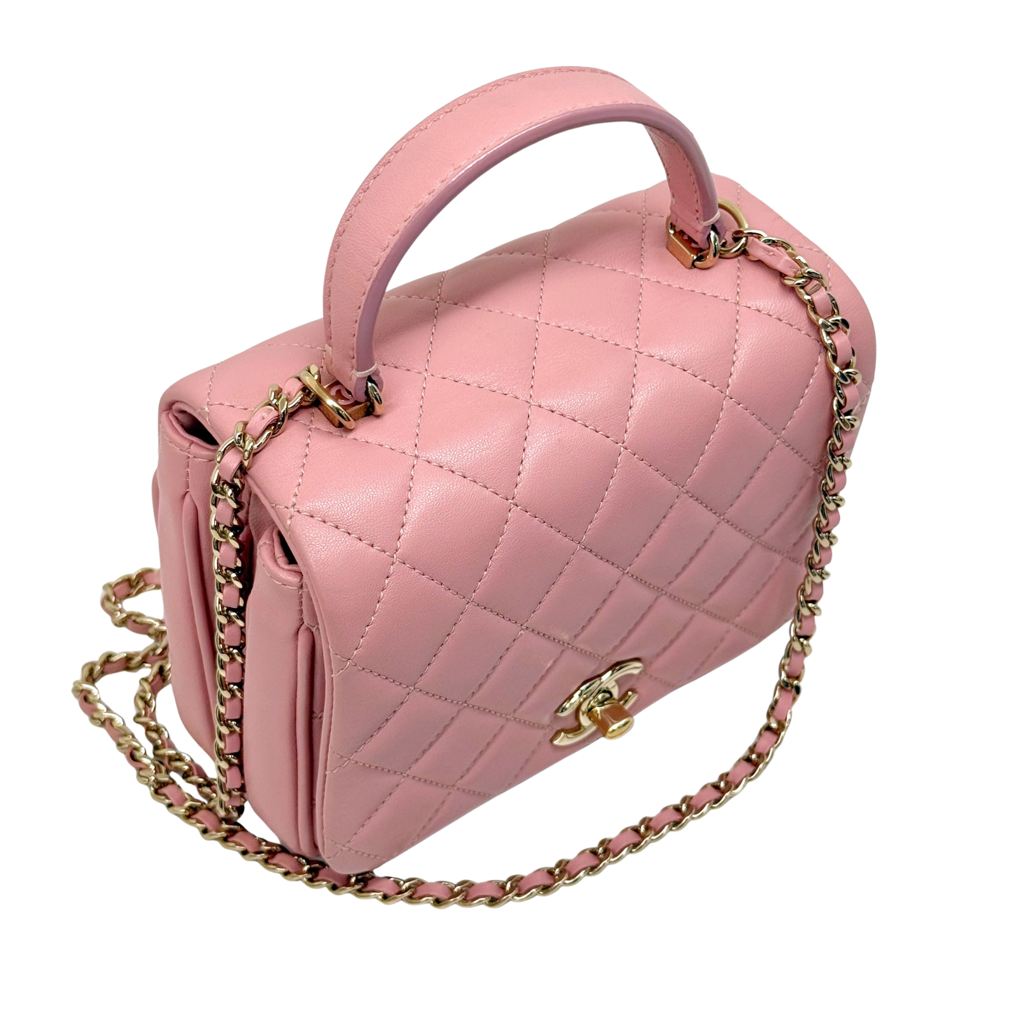 Chanel salmon pink top handle bag