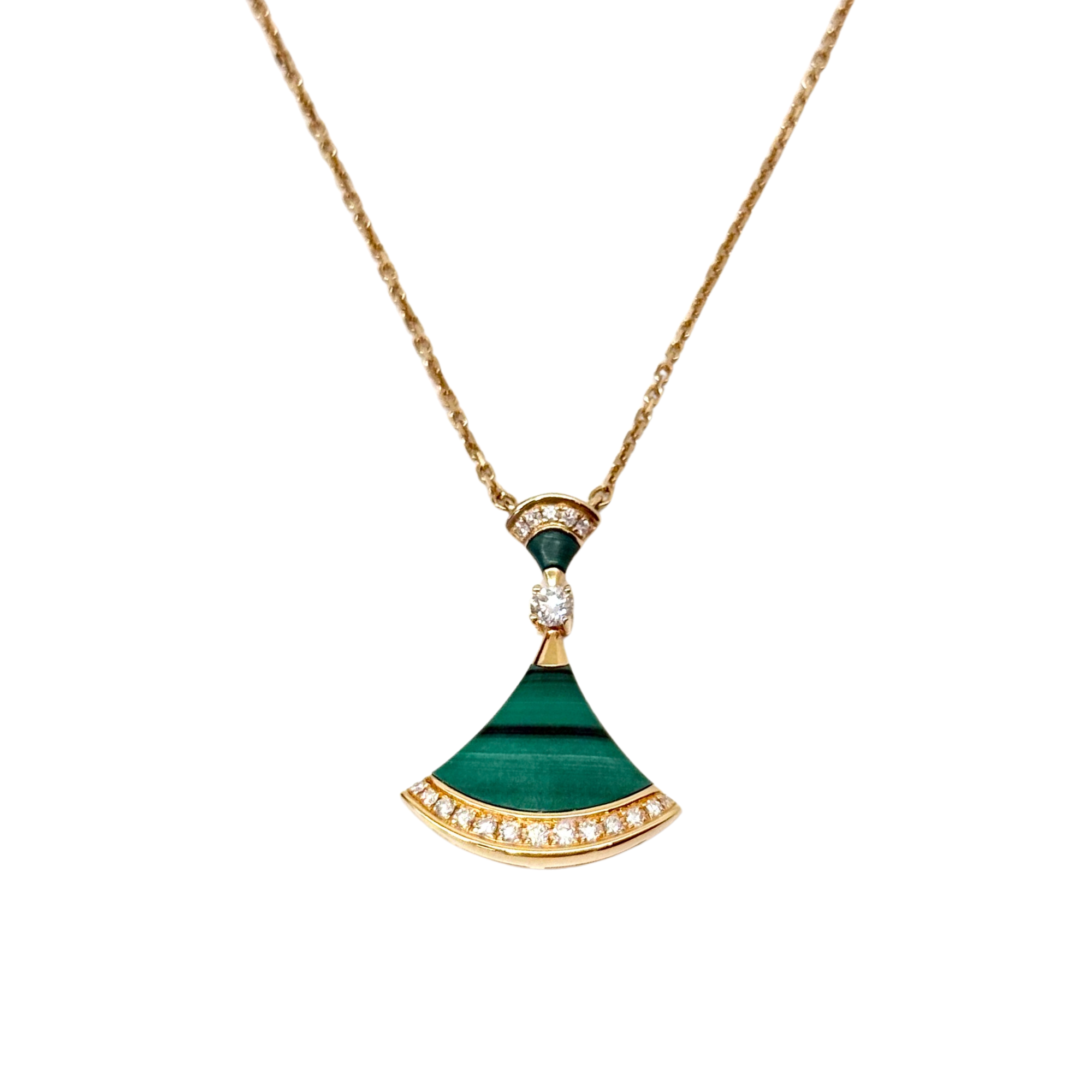 Bvlgari Rose Gold Divas' Dream Malachite Diamond Pavé Necklace (pre-owned)