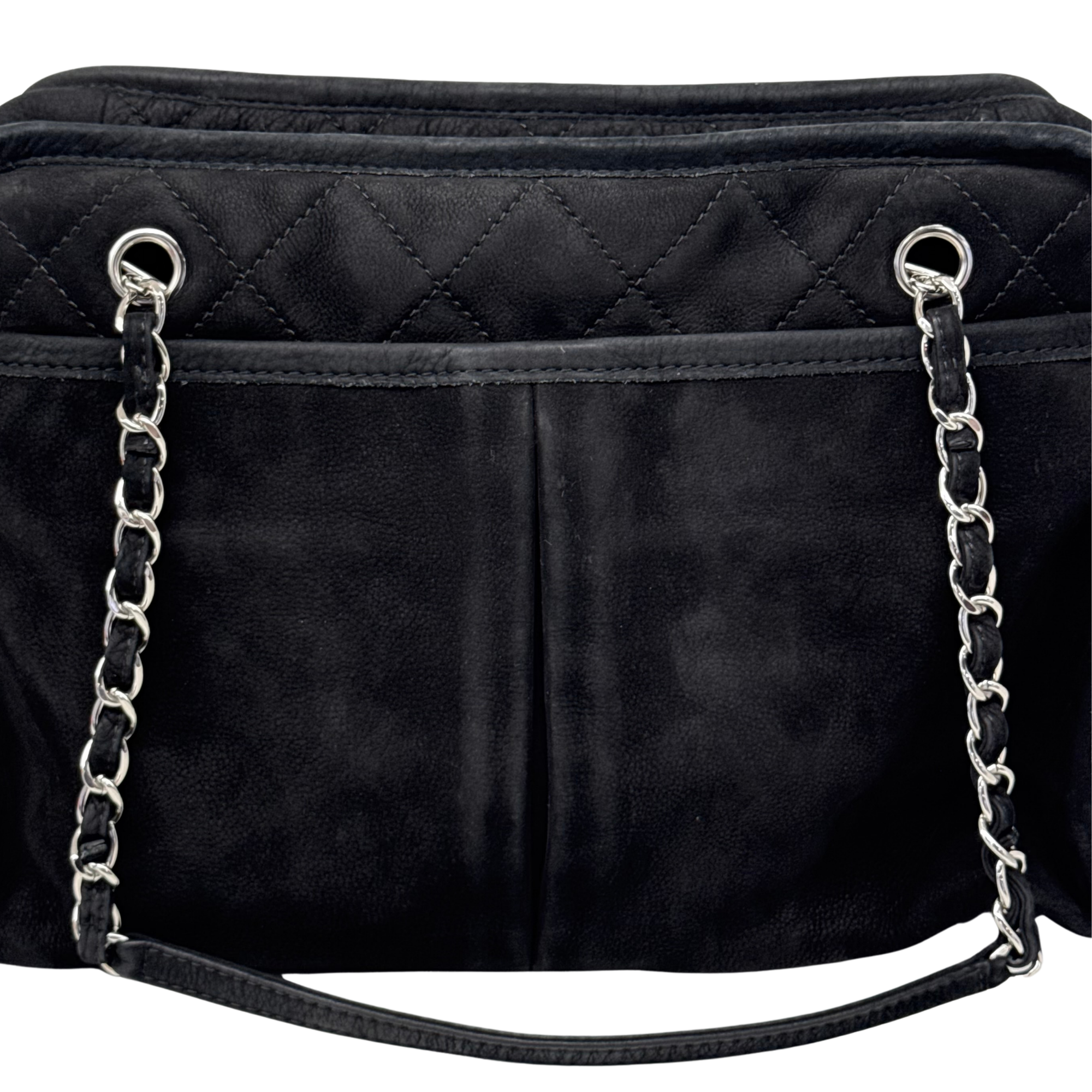 Chanel 2011 Black Nubuck Leather Large CC Shoulder Bag (pre-owned)