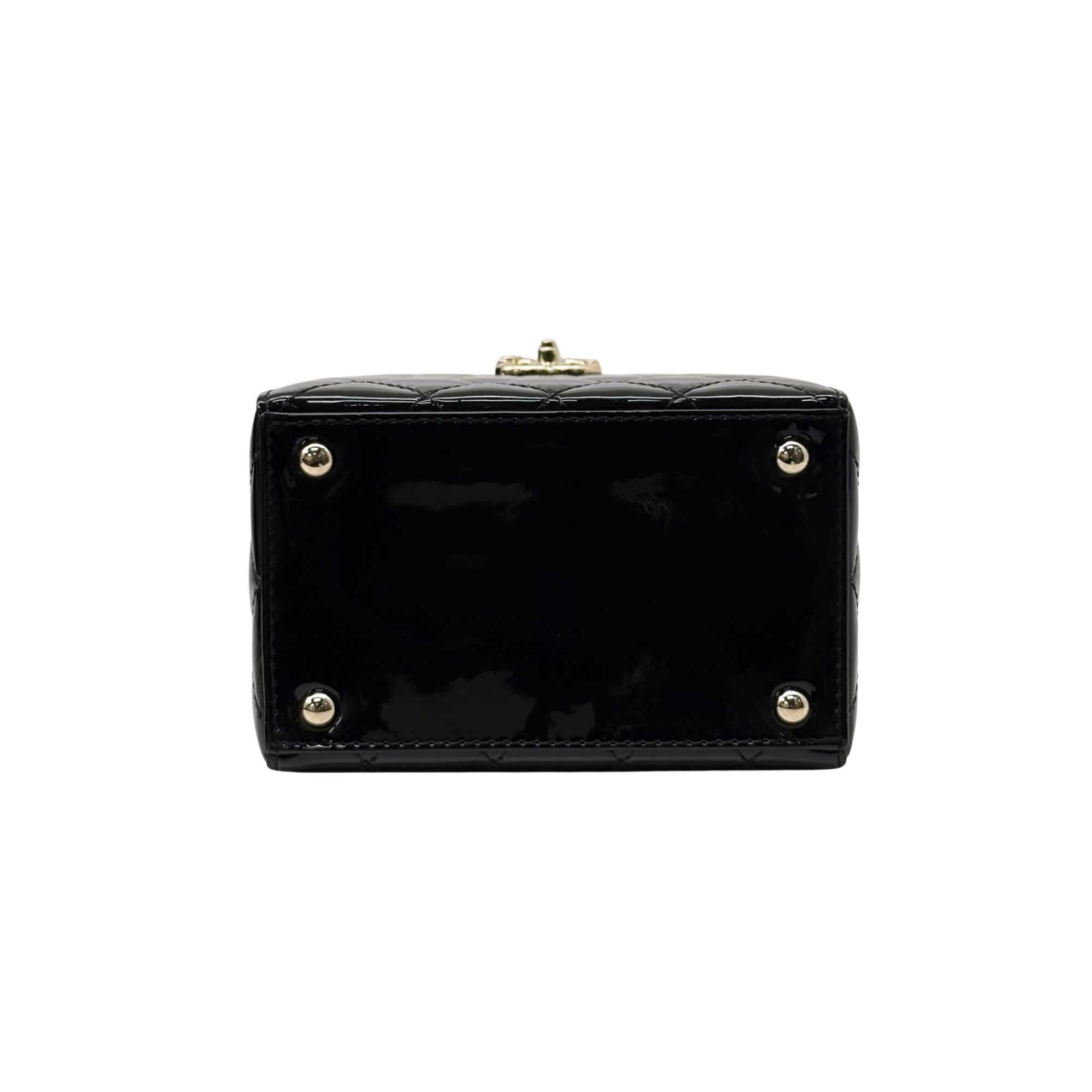Chanel Small Box Shoulder Bag in black patent calfskin microchipped (pre-owned)