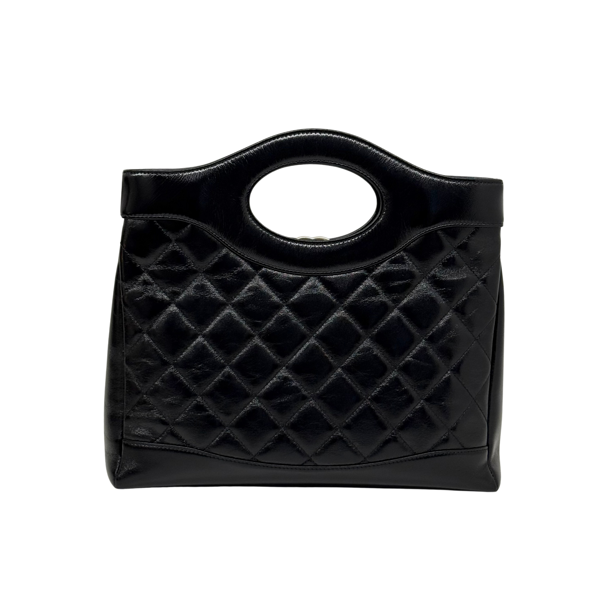 Chanel black bag leather handle