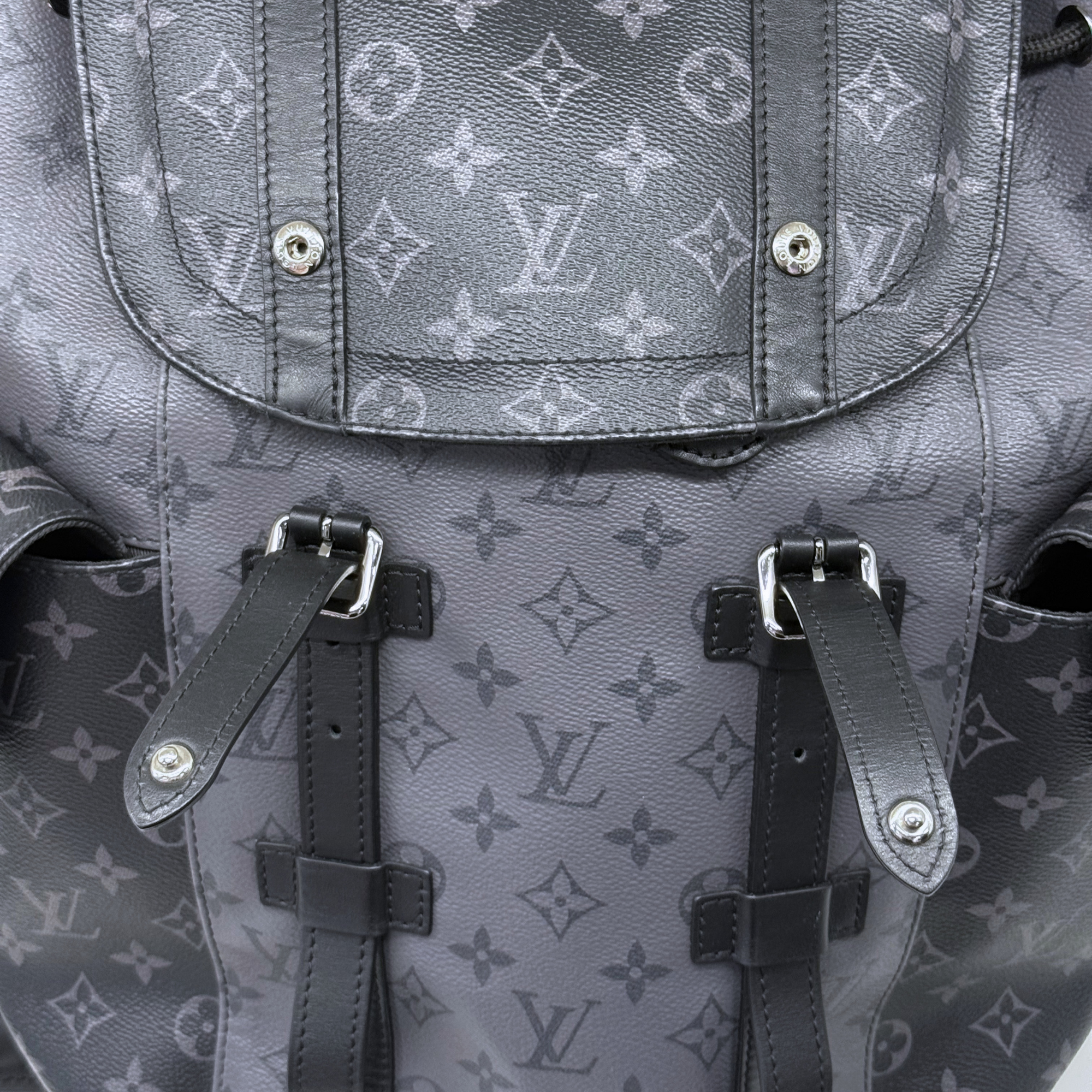 Louis Vuitton Christopher GM Eclipse Monogram Canvas PVC Leather Backpack Bag (pre-owned)