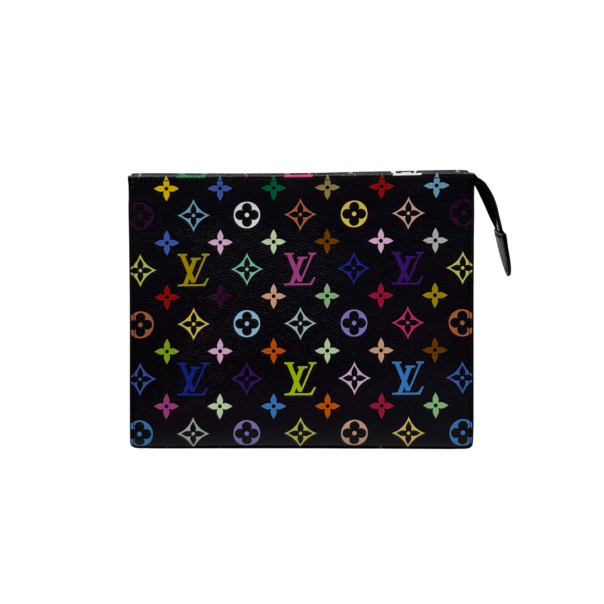 Louis Vuitton multicolor monogram leather pouch front with zip top and side tab