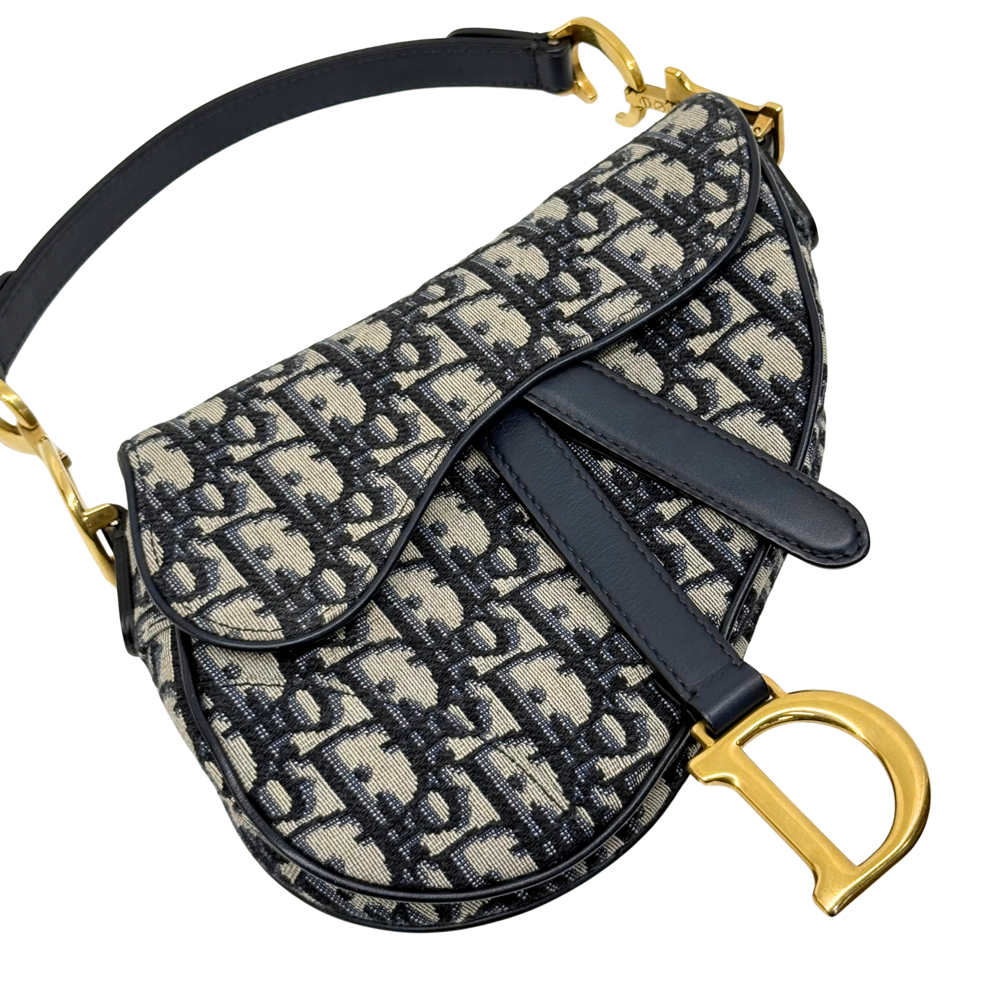 Pre-owned Dior saddle bag with adjustable strap, monogram canvas, gold hardware