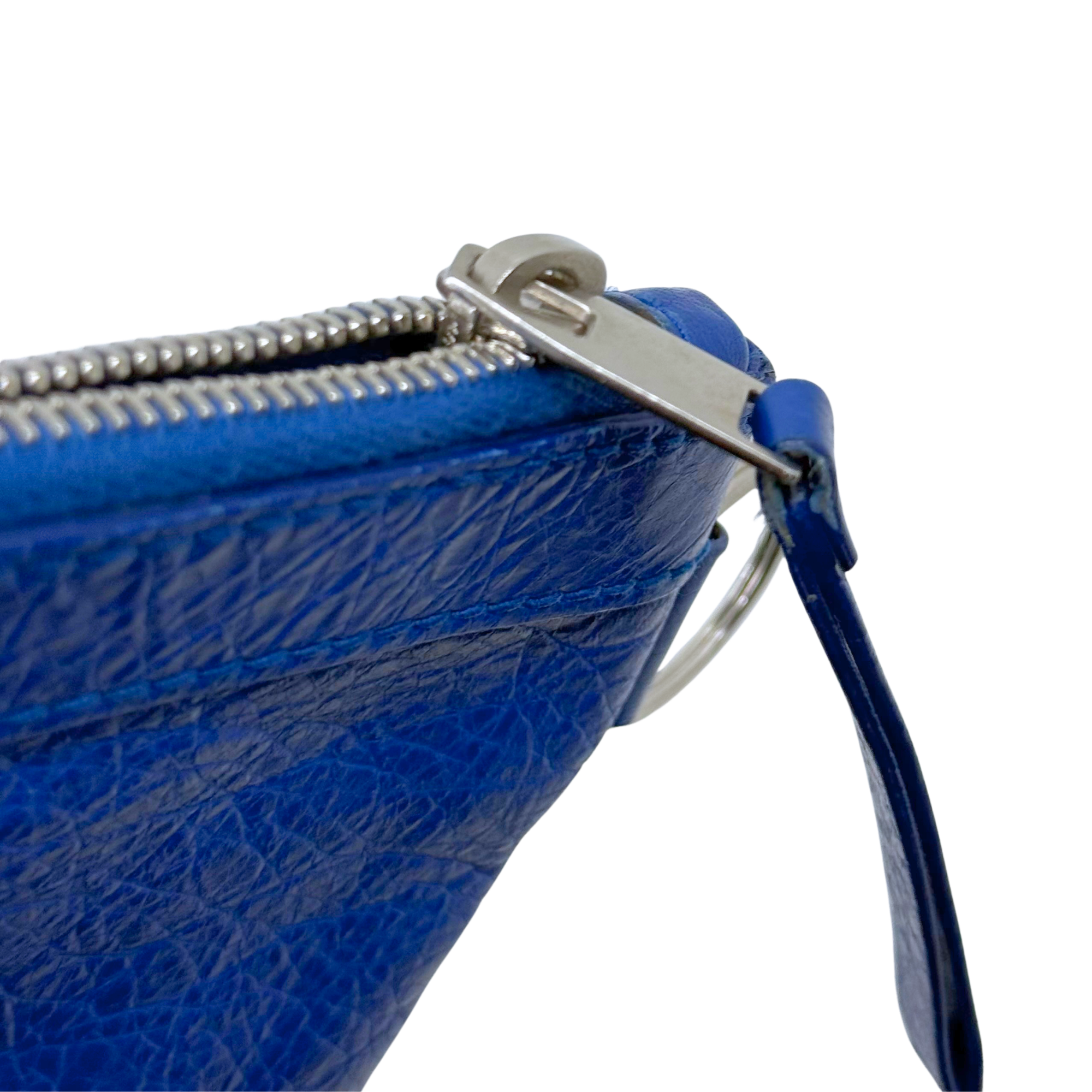 Balenciaga Lambskin Motocross Classic Clip M clutch bag Blue (pre-owned)