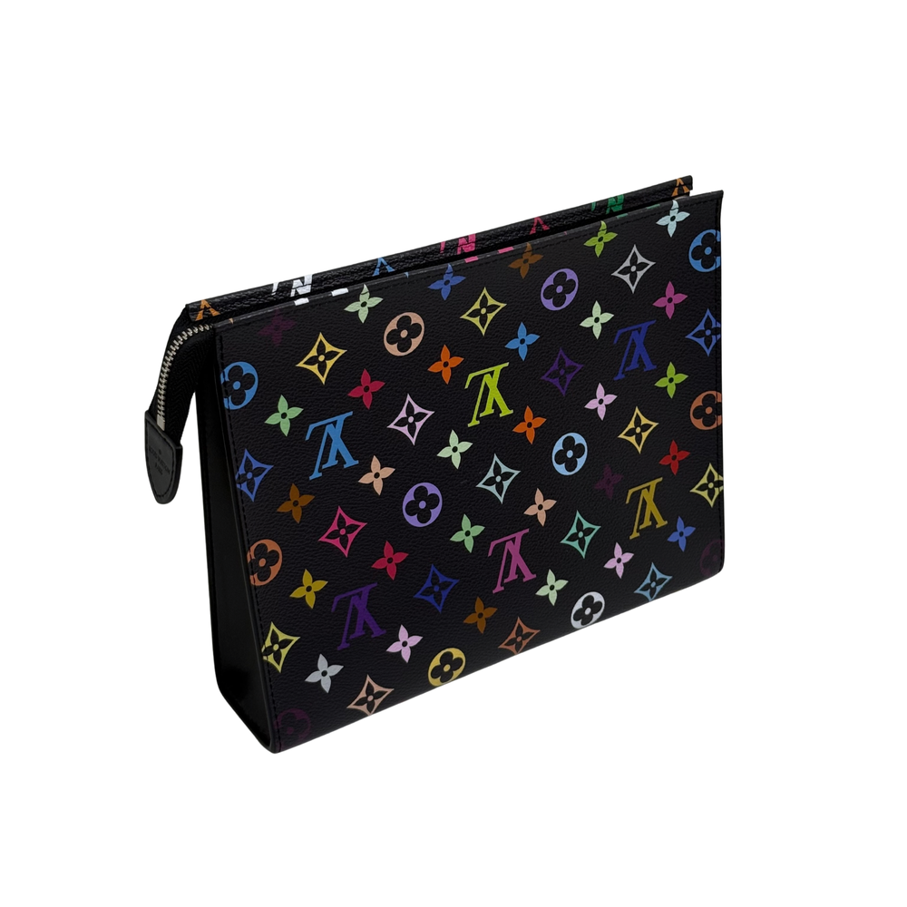 Louis Vuitton multicolor monogram leather pouch with wrist strap and zip closure