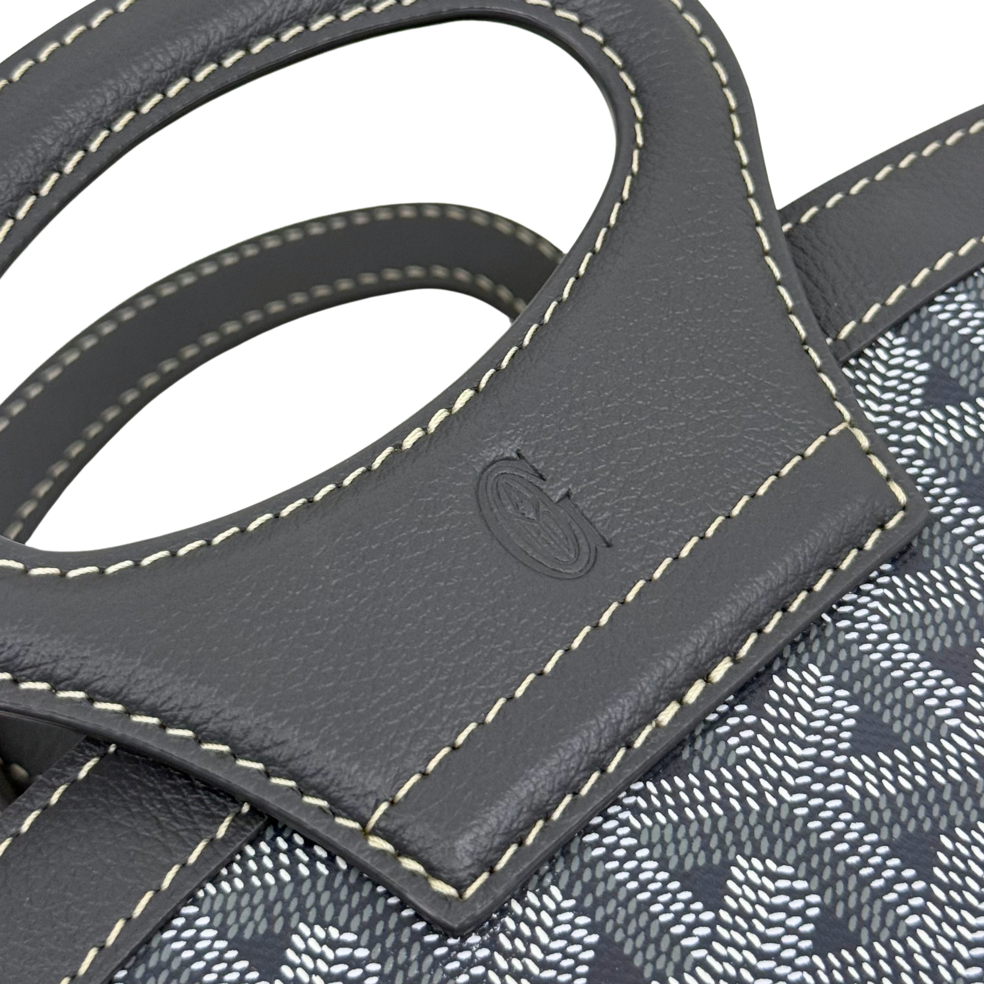 Pre-owned Goyard bag handle with stitched black leather trim