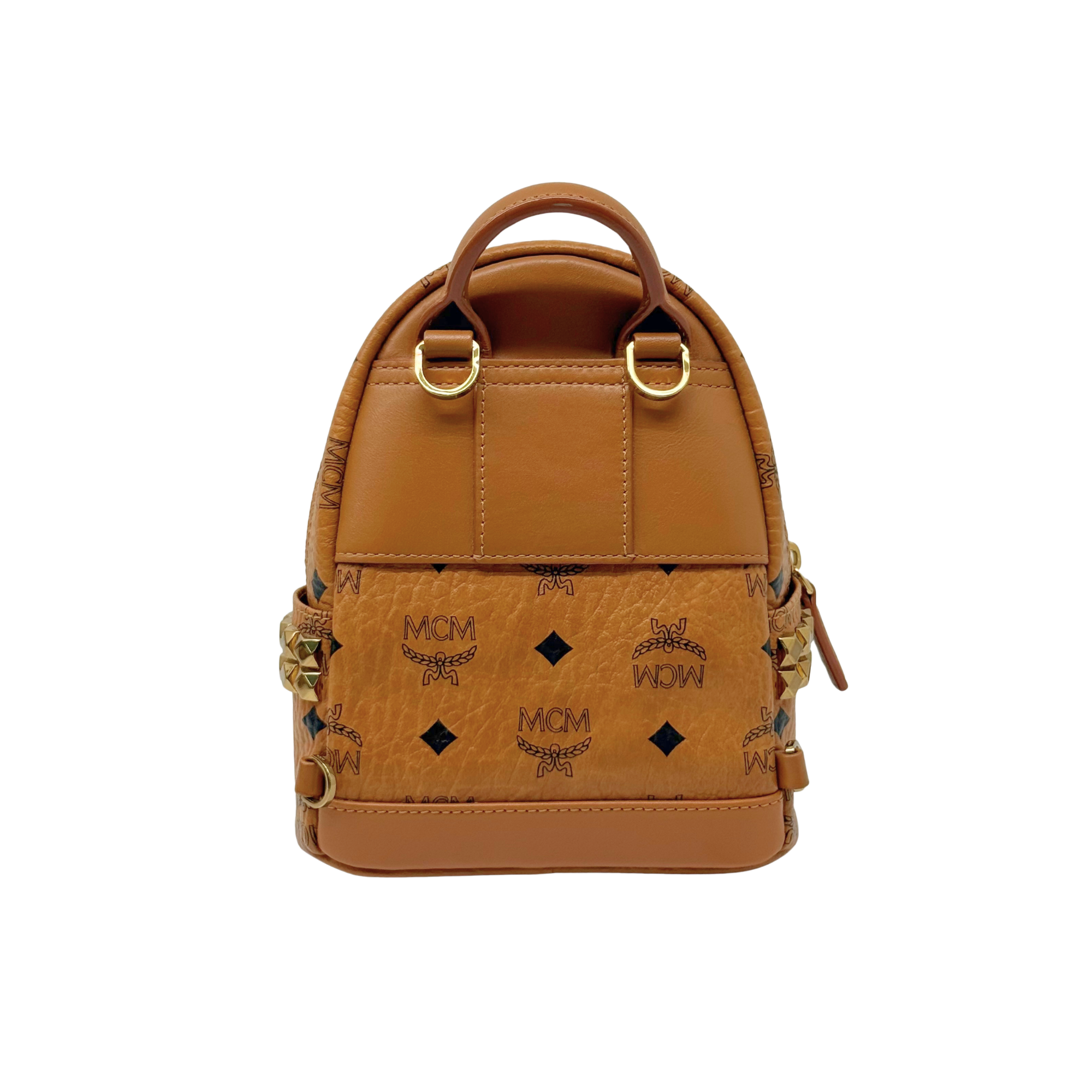 MCM Stark Bebe Boo Side Studs Backpack In Visetos X-mini (pre-owned)