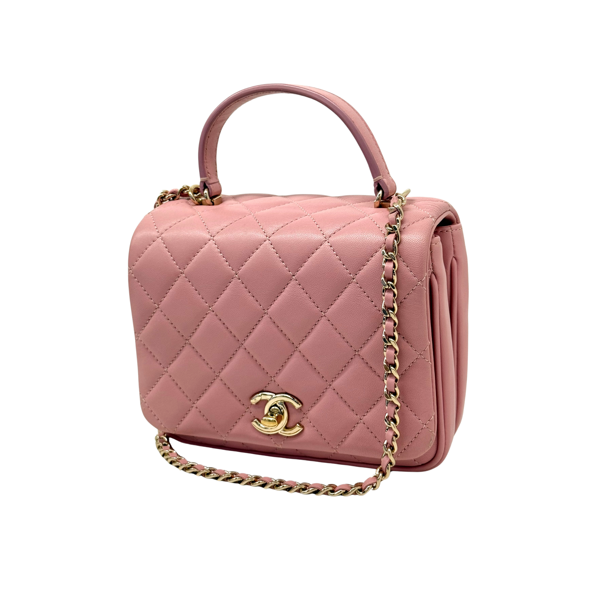 Chanel salmon pink top handle bag