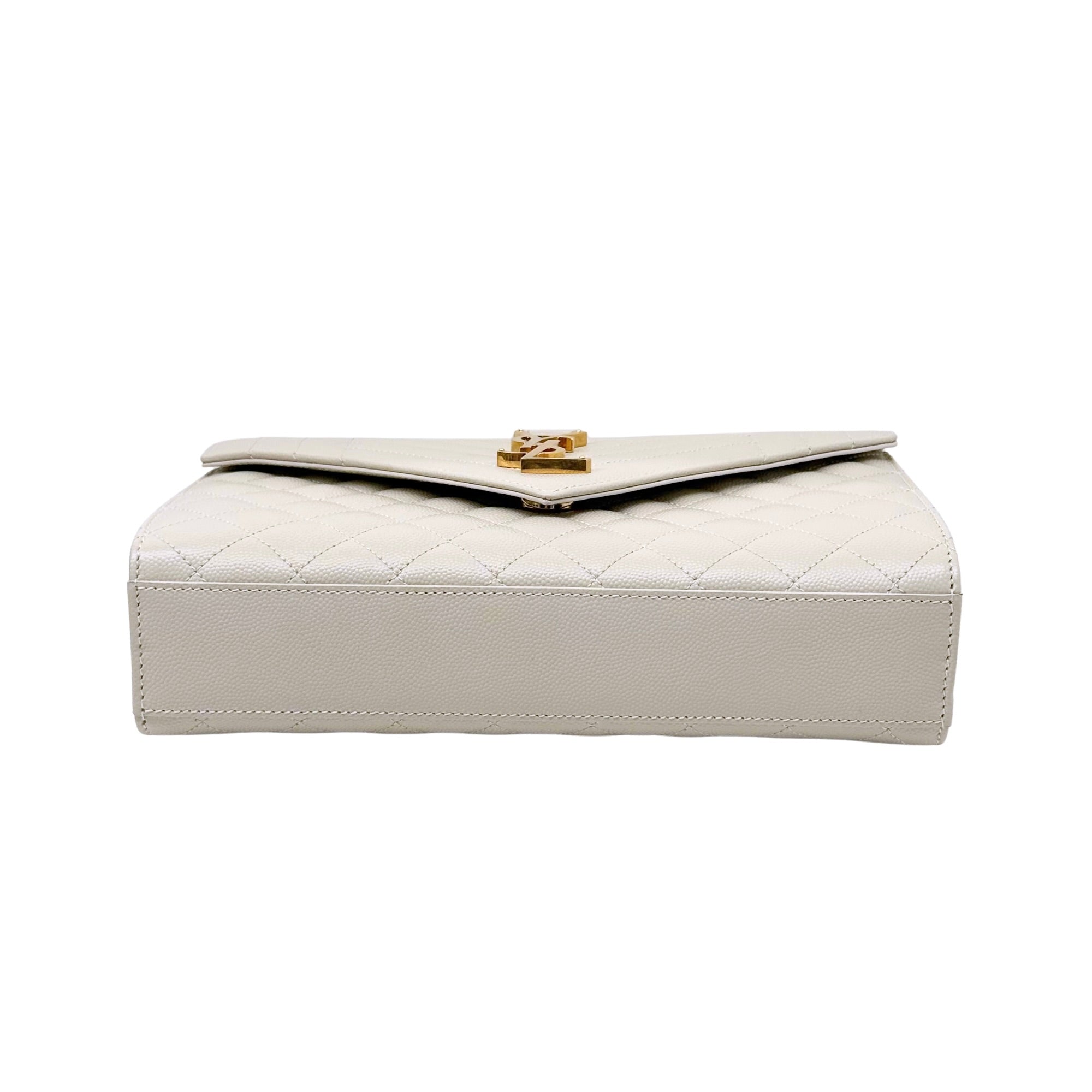 YSL Saint Laurent Envelope Medium Off White Mix Matelassé Leather Bag (brand new)