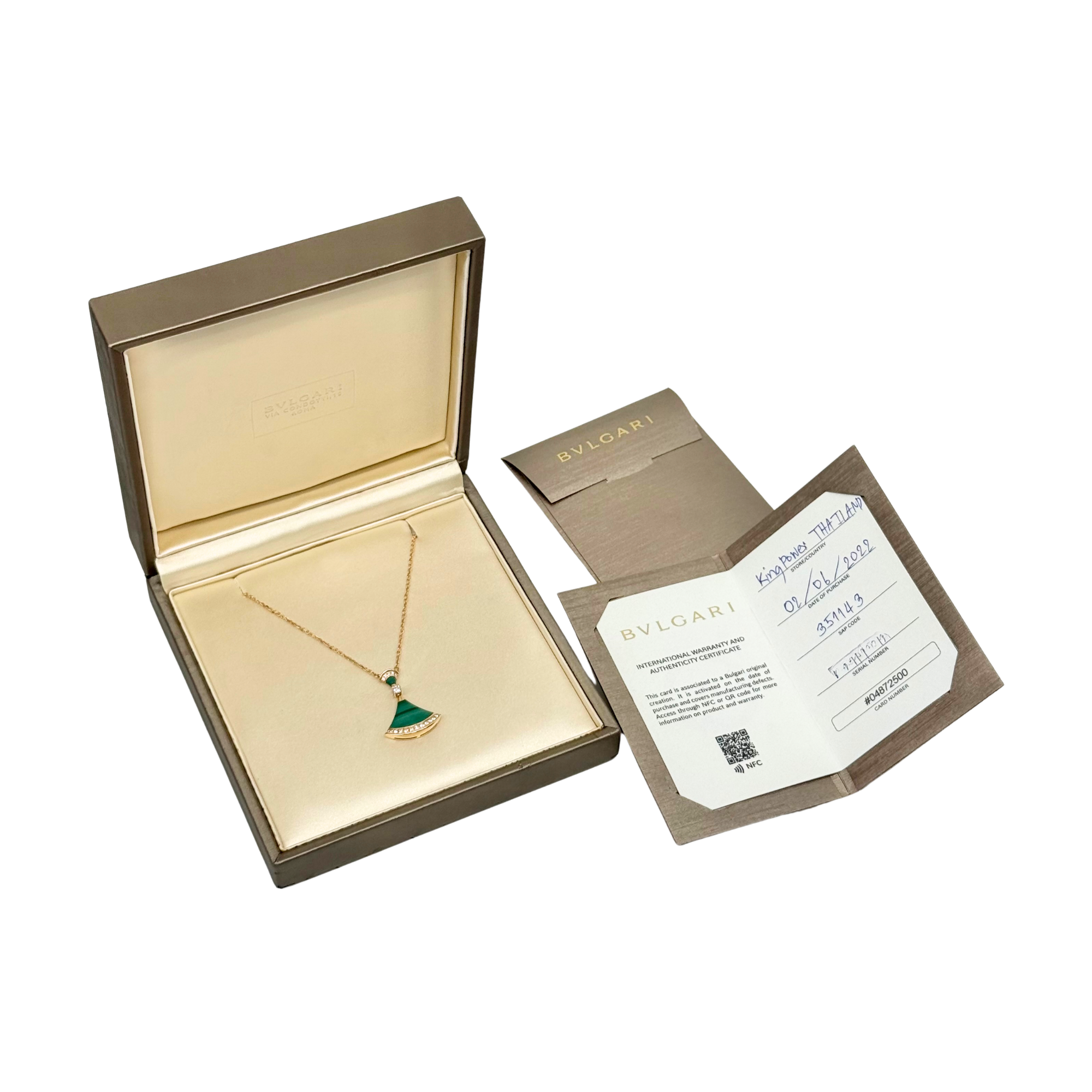 Bvlgari Rose Gold Divas' Dream Malachite Diamond Pavé Necklace (pre-owned)