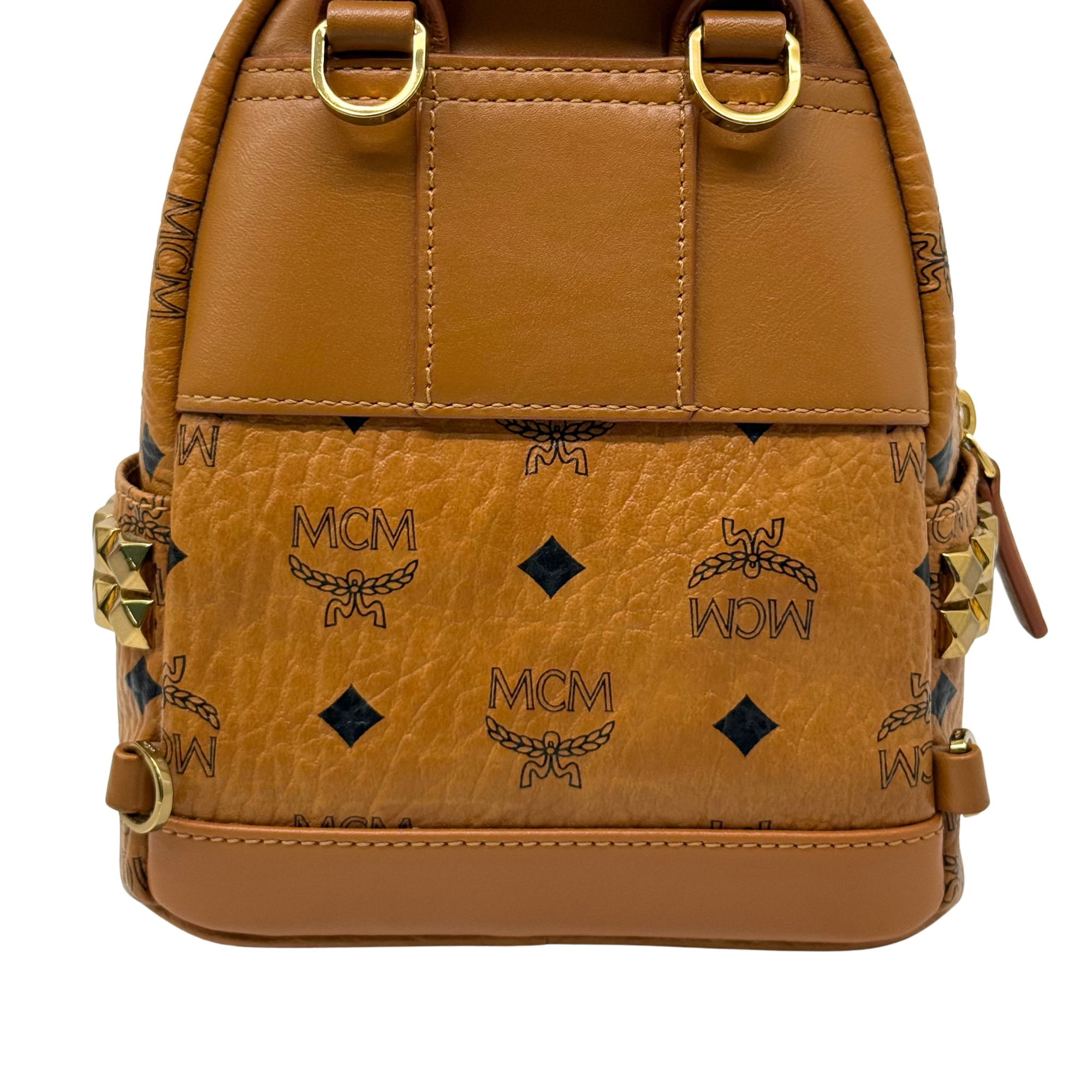 MCM Stark Bebe Boo Side Studs Backpack In Visetos X-mini (pre-owned)