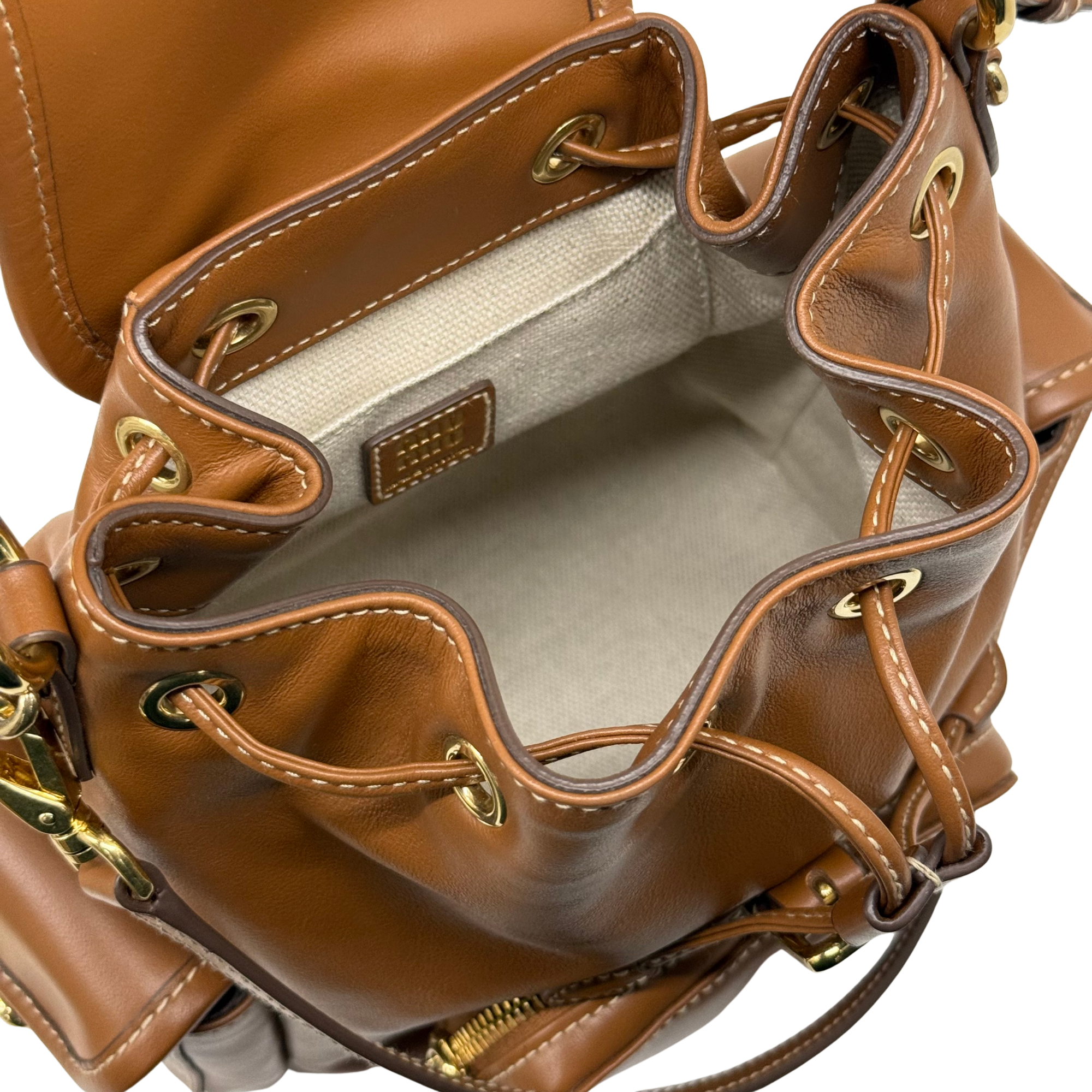 Miu Miu Leather Brown backpack (pre-owned)