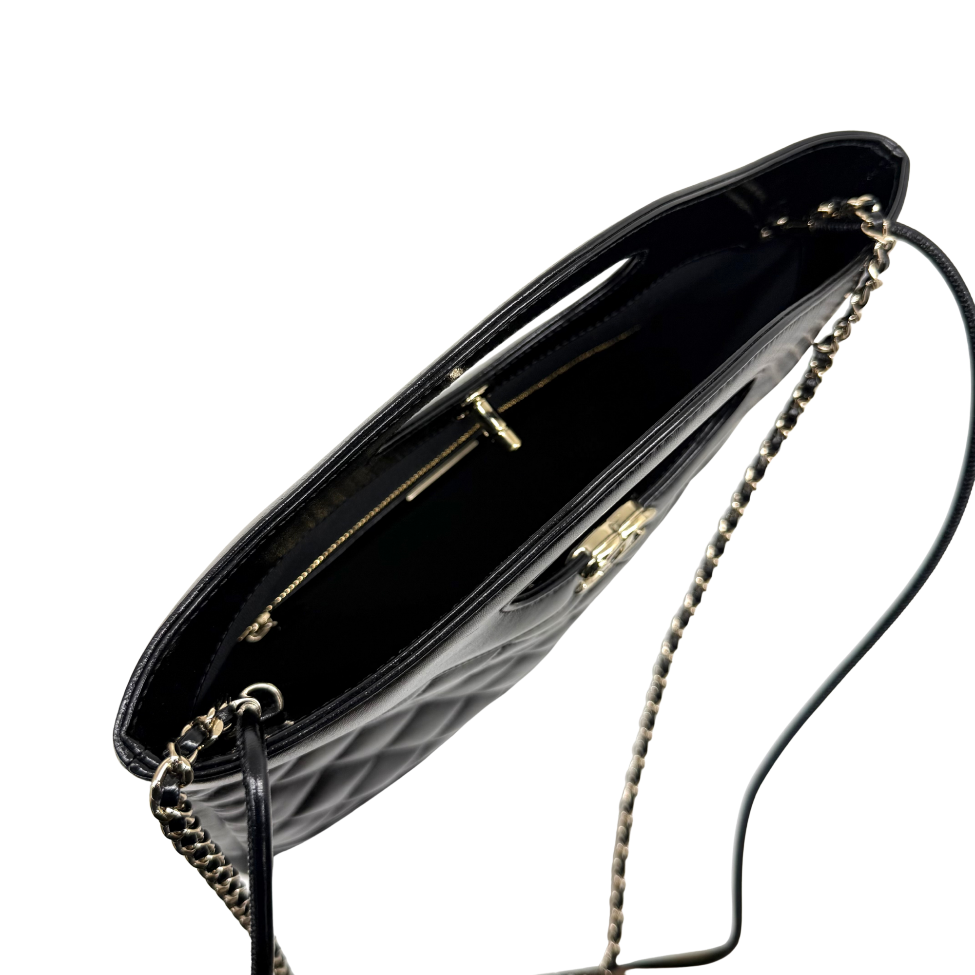 Chanel black bag leather handle