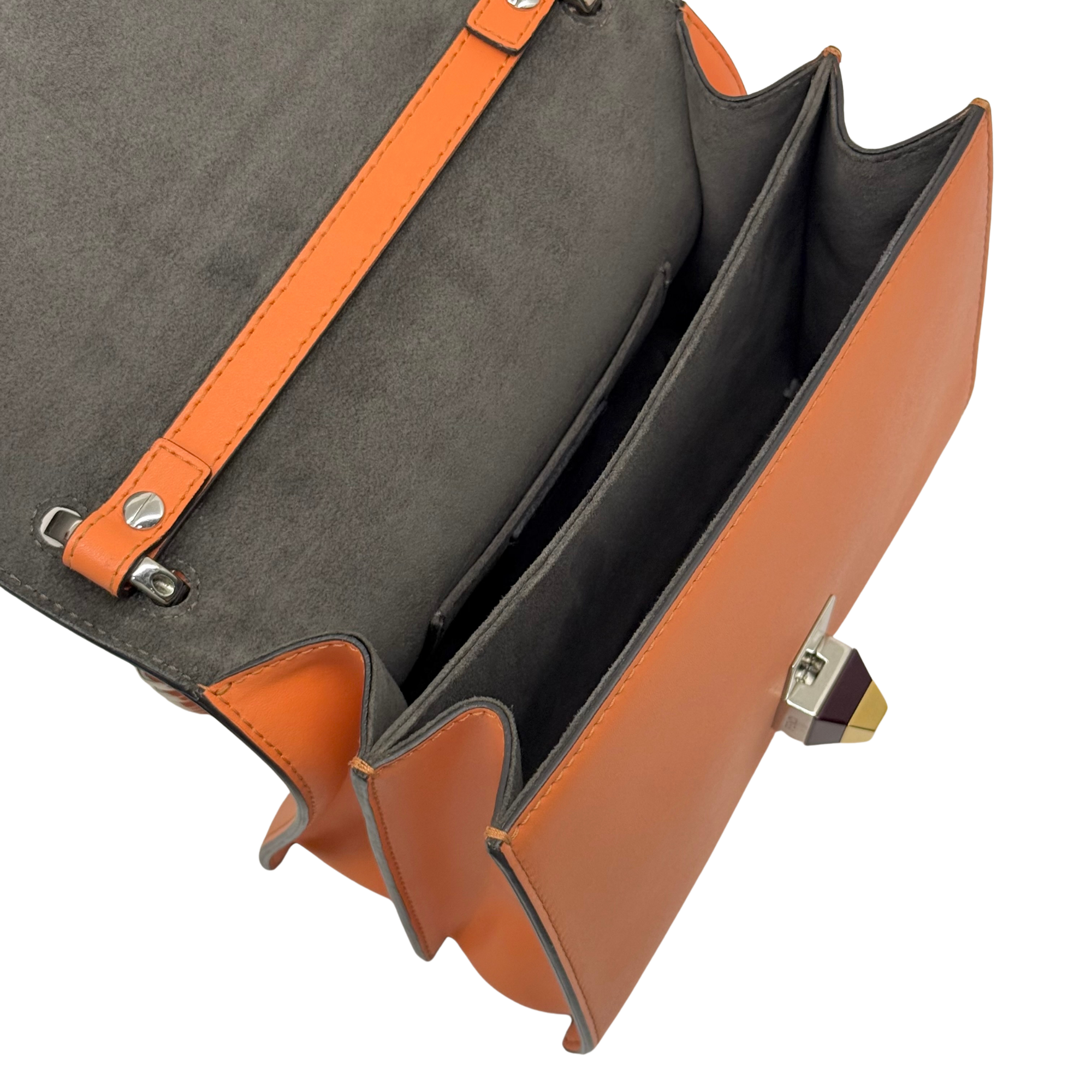 Fendi Kan I Small shoulder bag in orange leather (pre-owned)