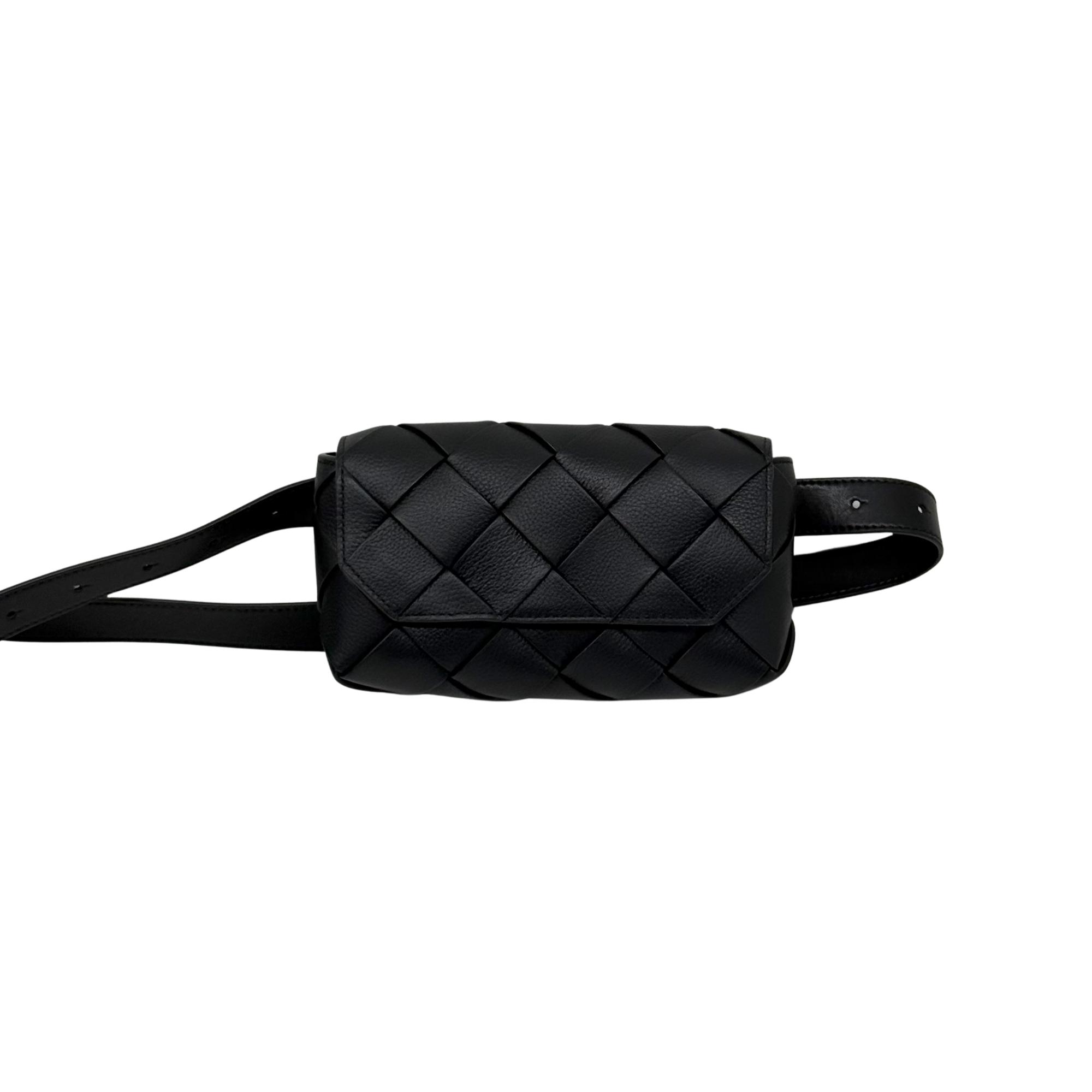 Bottega Veneta Leather Intreccio Diago Belt Bag Black (brand new)