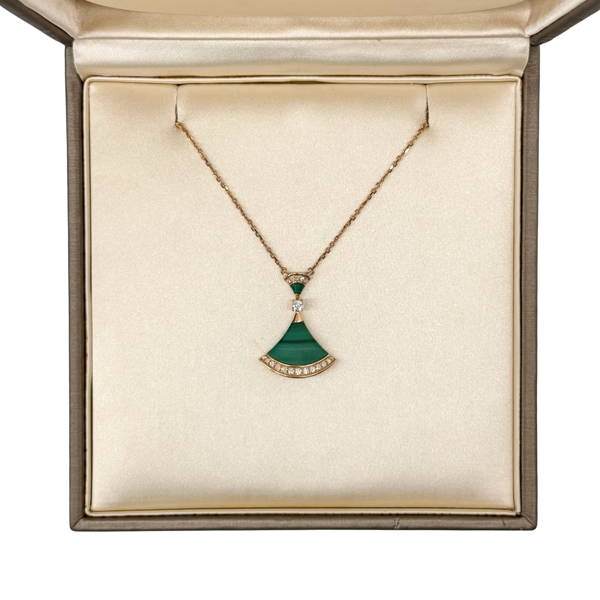Bvlgari Rose Gold Divas' Dream Malachite Diamond Pavé Necklace (pre-owned)