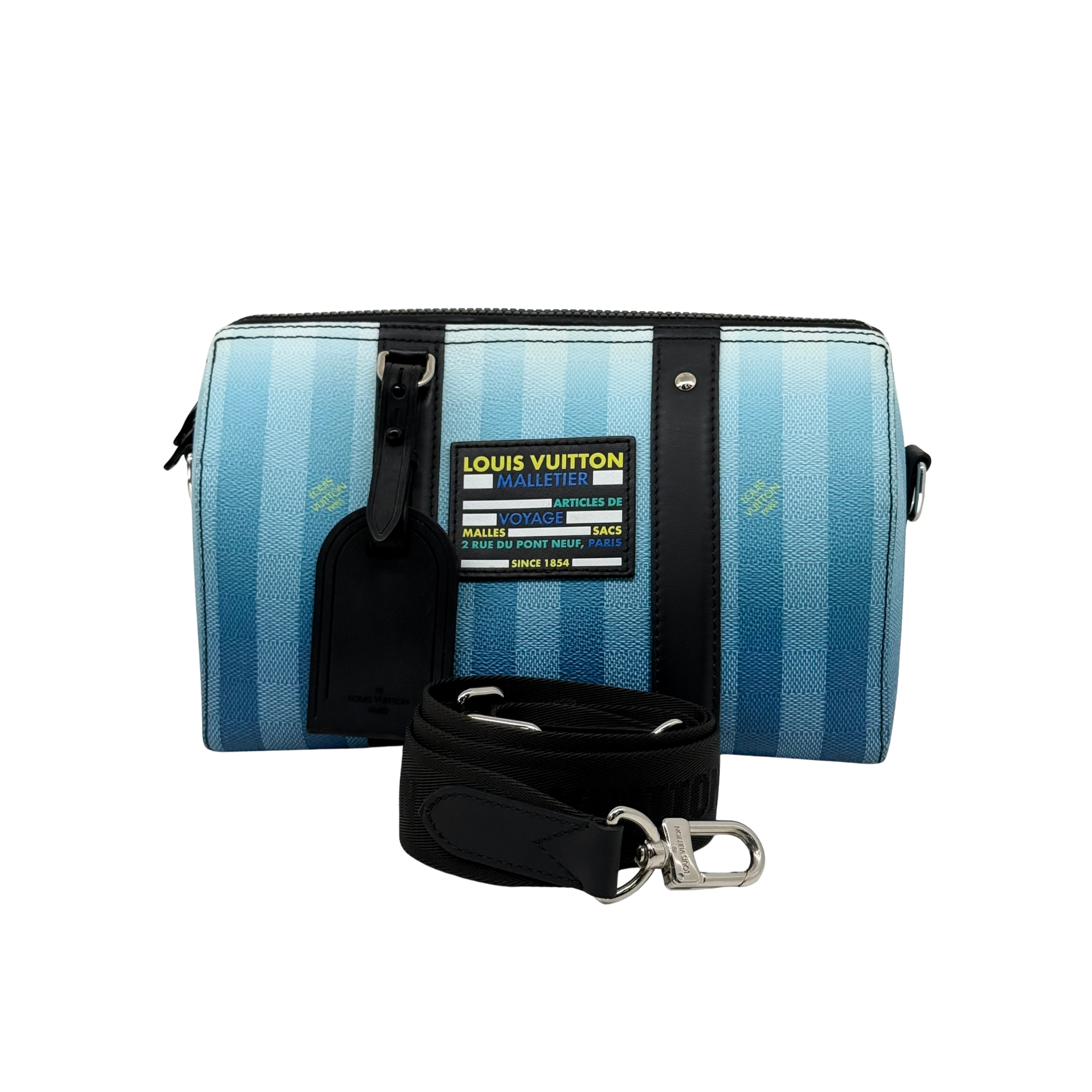 Louis Vuitton x Virgil Abloh Gradient Blue Damier Stripes City Keepall bag (pre-owned)